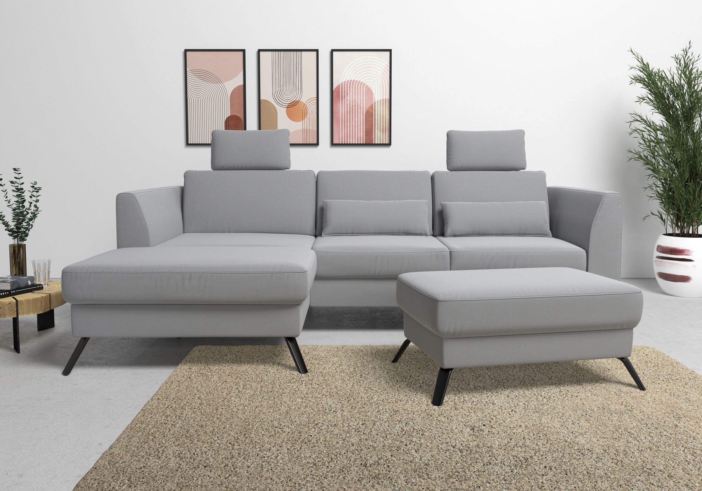 sit&more Ecksofa »Olsen L-Form«, inklusive Sitztiefenverstellung, wahlweise mit Bettfunktion, 15cm hoch