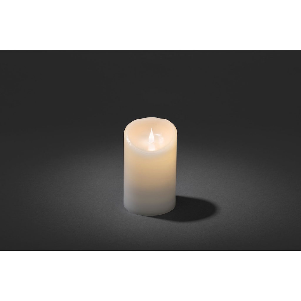 KONSTSMIDE LED-Kerze, (1 tlg.), LED Echtwachskerze, weiß, mit 3D Flamme, Ø 10 cm, Höhe: 16 cm