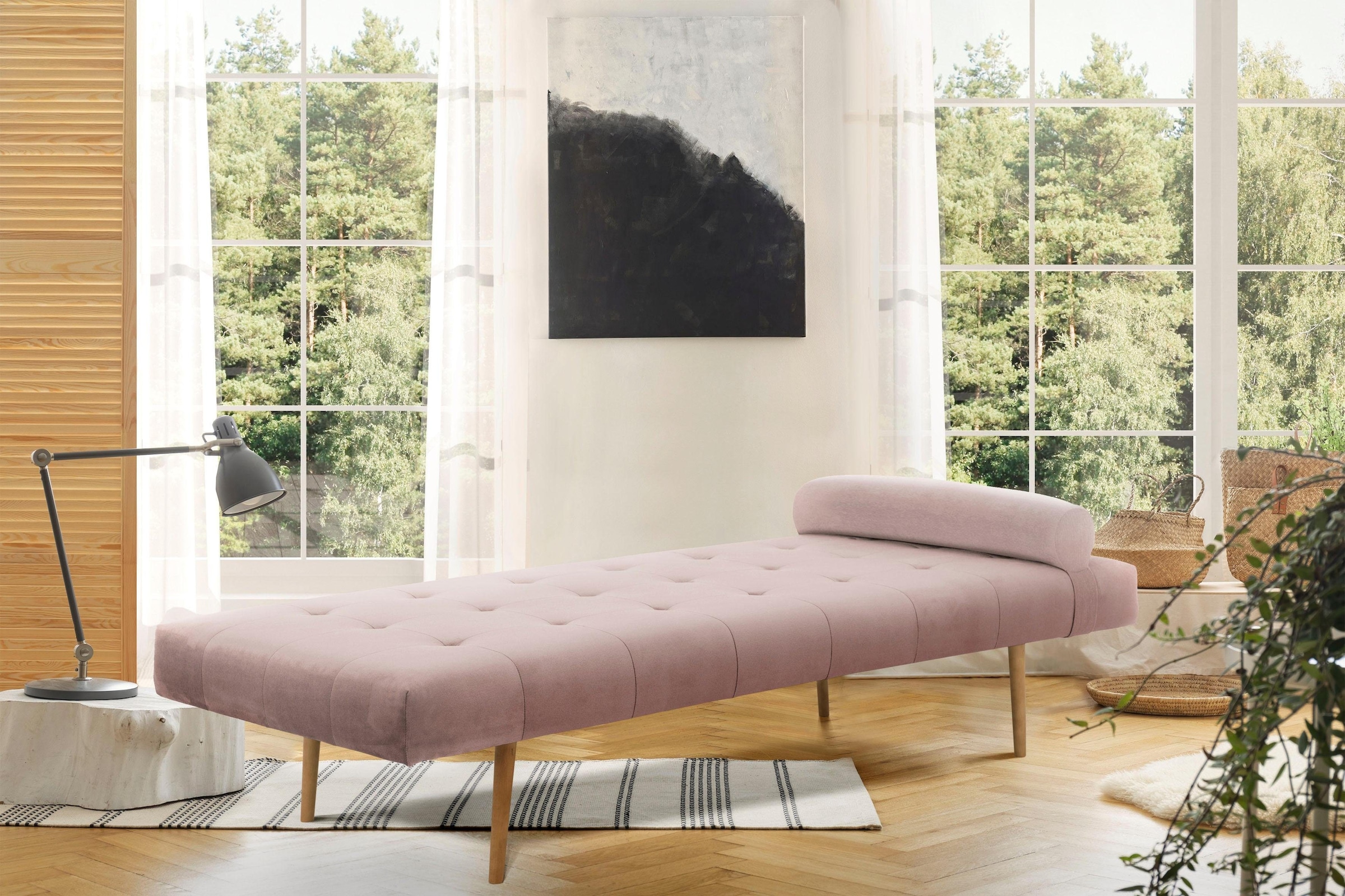 Andas Daybett »Agnar« mit Kissenrolle, in 3 Bezugsstoffen und vielen Farben in beige