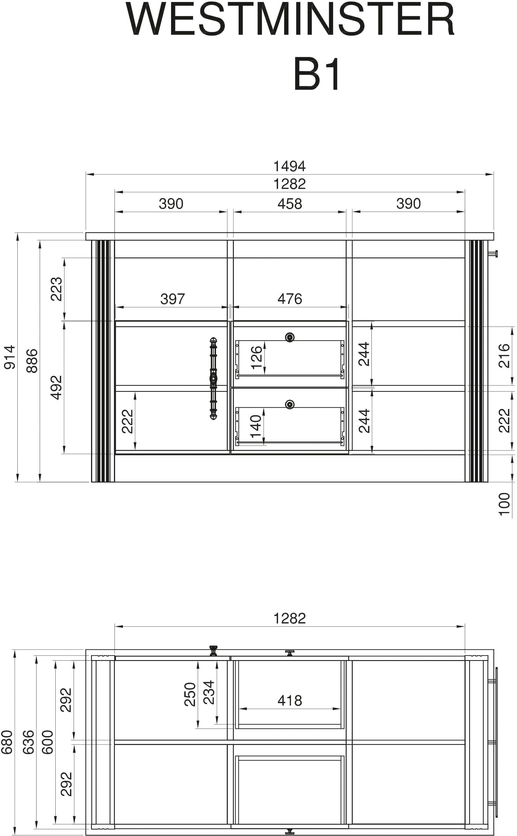 KOCHSTATION Unterschrank »KS-Westminster« Kücheninsel frei im Raum stellbar, Breite 150 cm, exclusiv by Otto