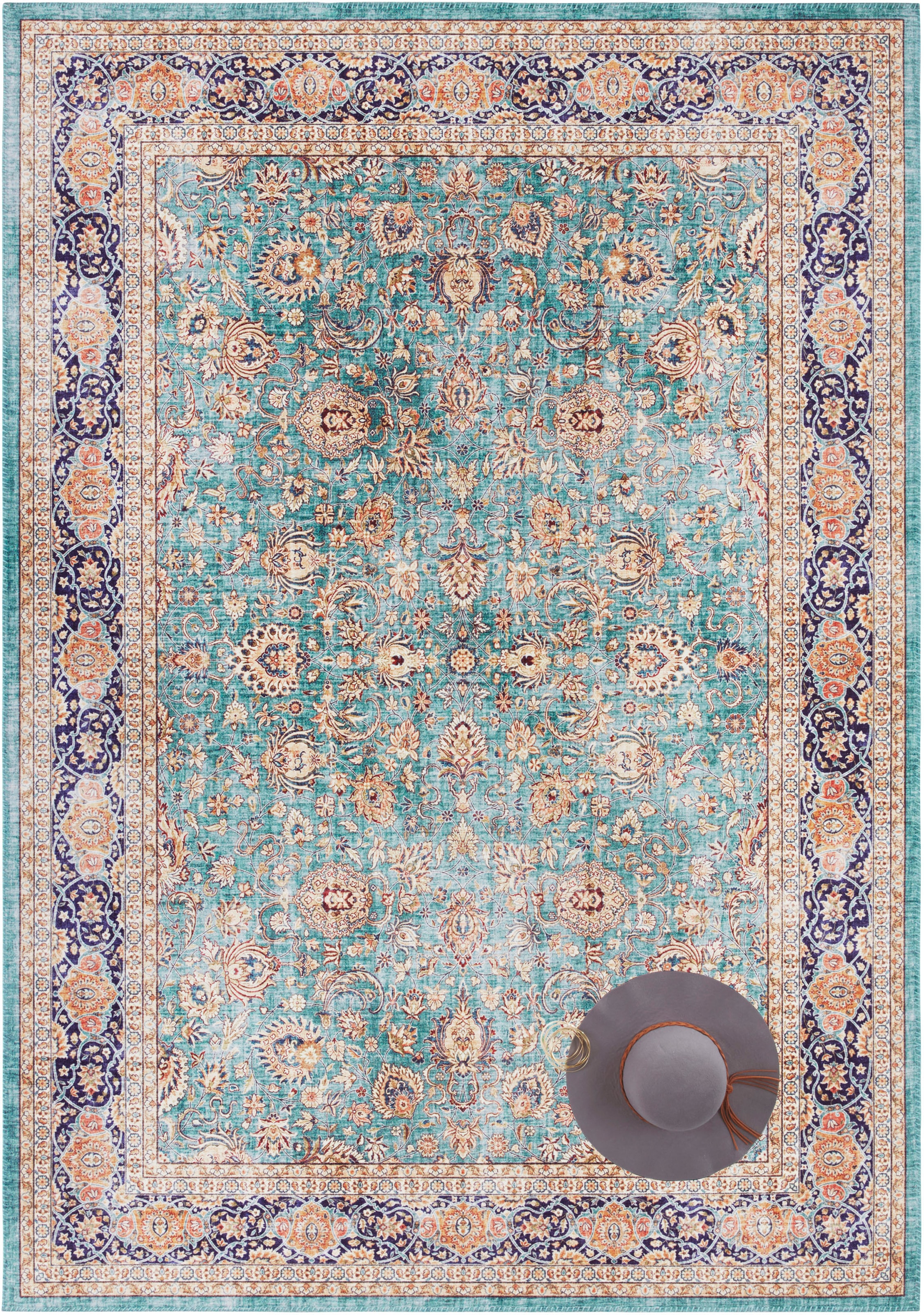 ELLE DECORATION Teppich »Keshan Maschad«, rechteckig, 5 mm Höhe, Orientalisch, Läufer, Kurzflor, Vintage, Wohnzimmer, Schlafzimmer