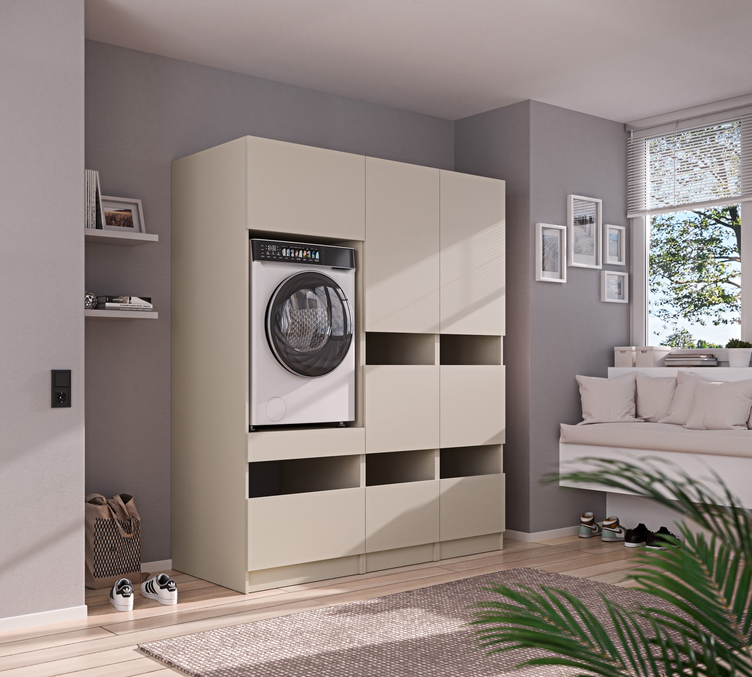 BASIC by Balculina Mehrzweckschrank-Set »Washhome B/T/H 168x68x200 cm« 3 Stk. tlg.
