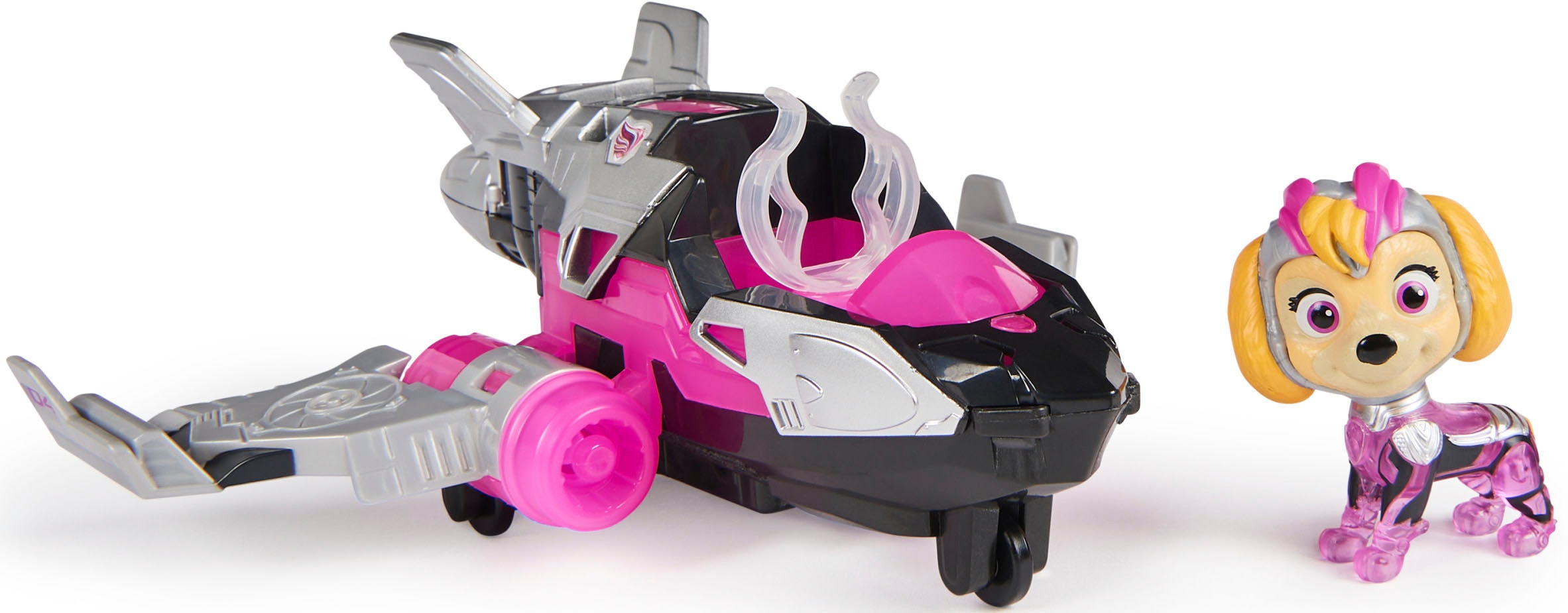 Spin Master Spielzeug-Auto »Paw Patrol - Movie II - Basic Themed Vehicles Skye«, Flugzeug mit Welpenfigur, Licht- und Soundeffekt