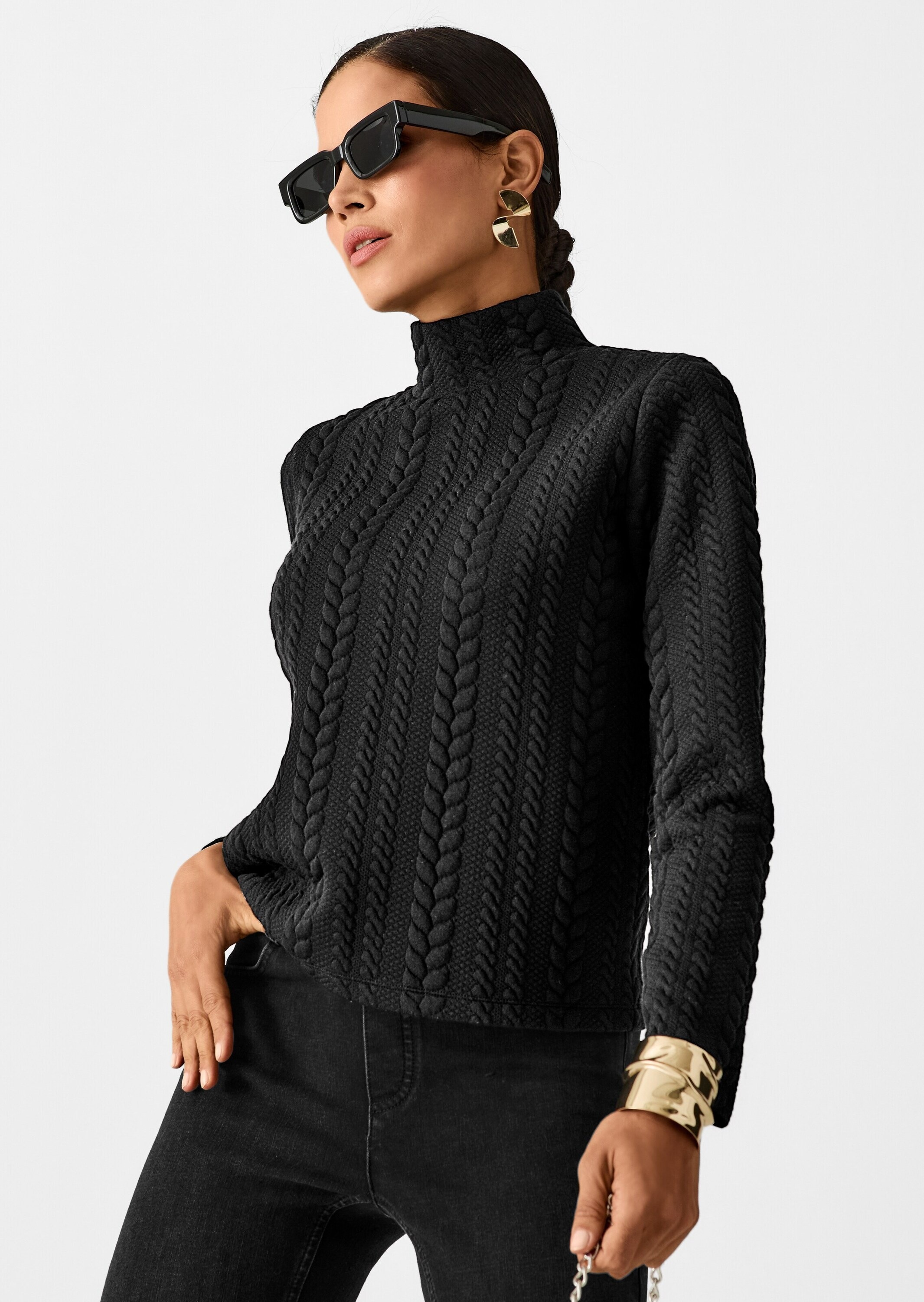 MADELEINE Langarmshirt »Sweatshirt Sweatshirt mit Zopfstruktur«