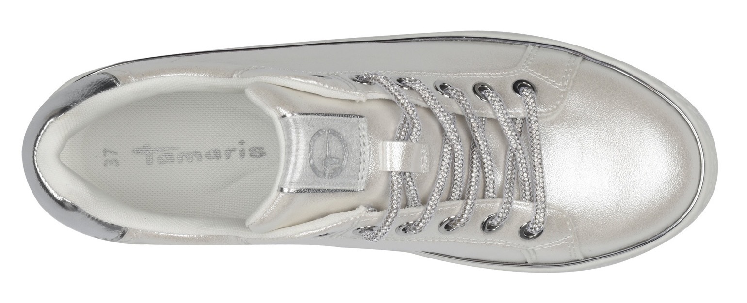 Tamaris Plateausneaker, Freizeitschuh, Halbschuh, Schnürschuh, Kontrastbesatz an der Ferse