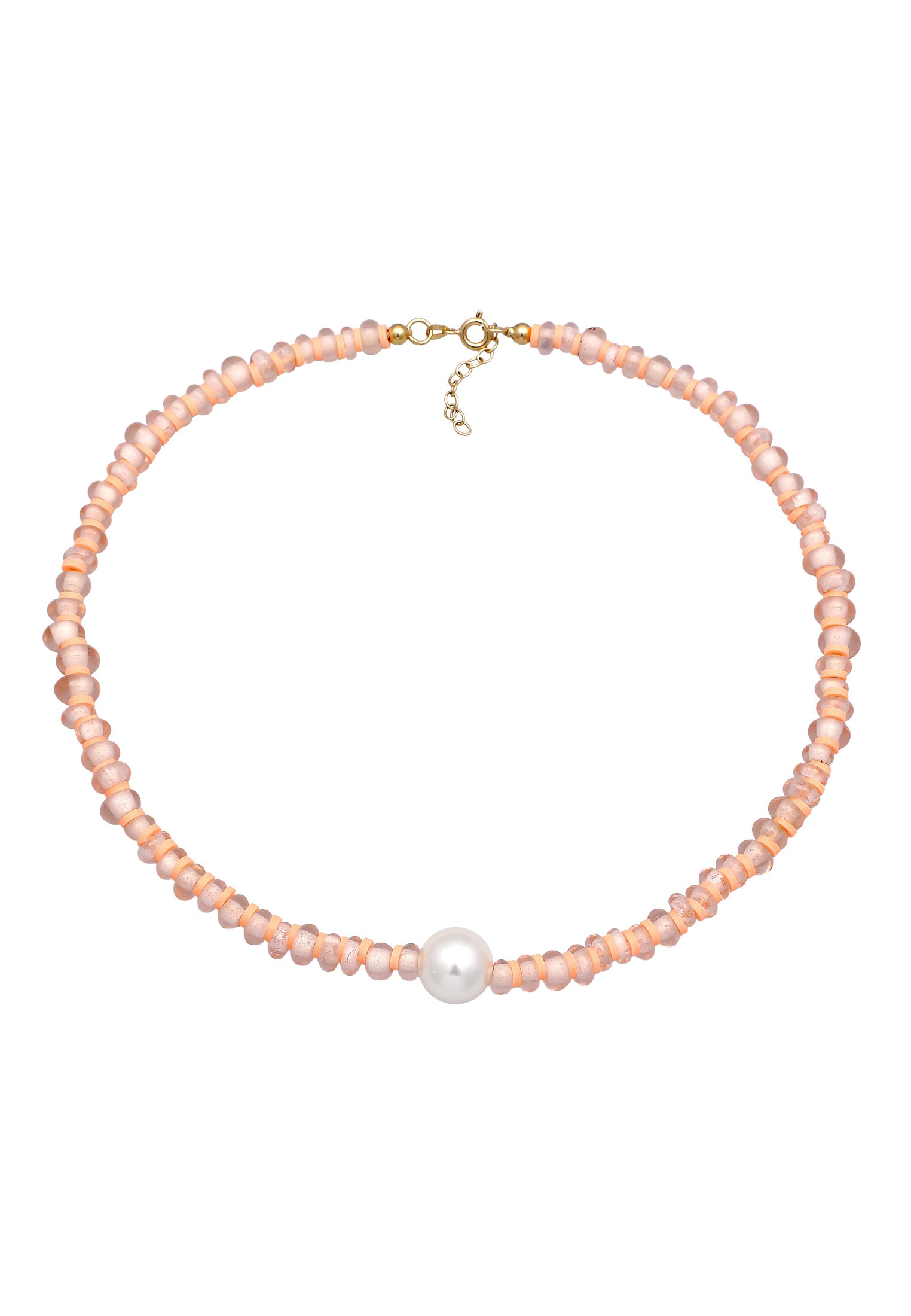 Elli Choker »Halskette Glas Perlen Heishi Disc Muschelkernperle 925 Silber«