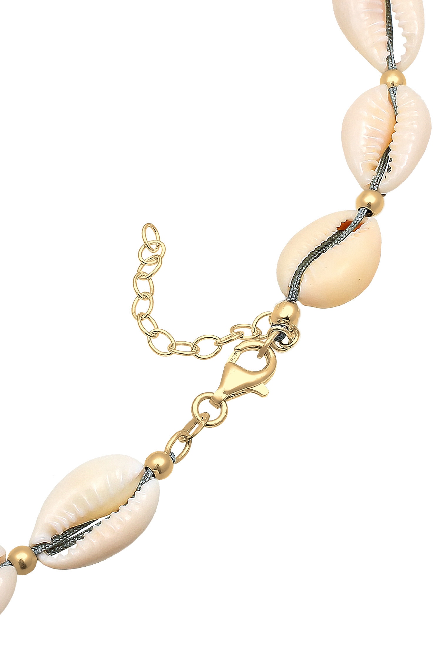 Elli Kette mit Anhänger »Halskette Choker Kauri Muscheln Beach 925 Silber vergoldet«