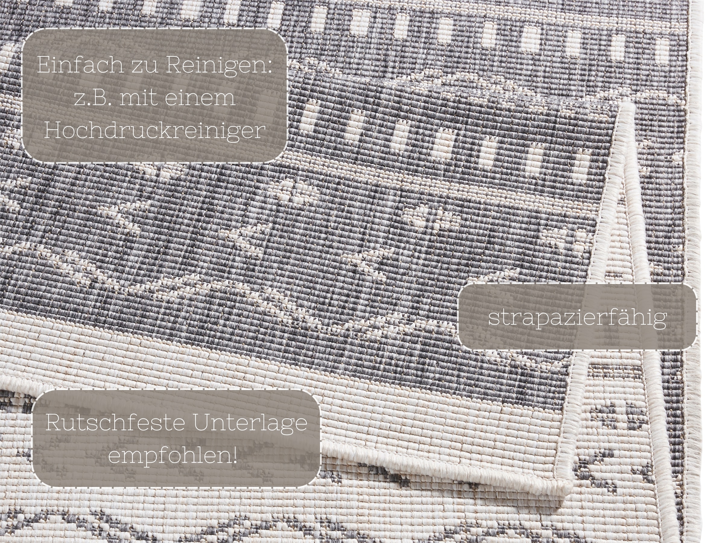 NORTHRUGS Teppich »Kuba Wendeteppich«, rechteckig, 5 mm Höhe, In-& Outdoor, Wetterfest, Balkon, Läufer, Wohnzimmer, Wasserfest