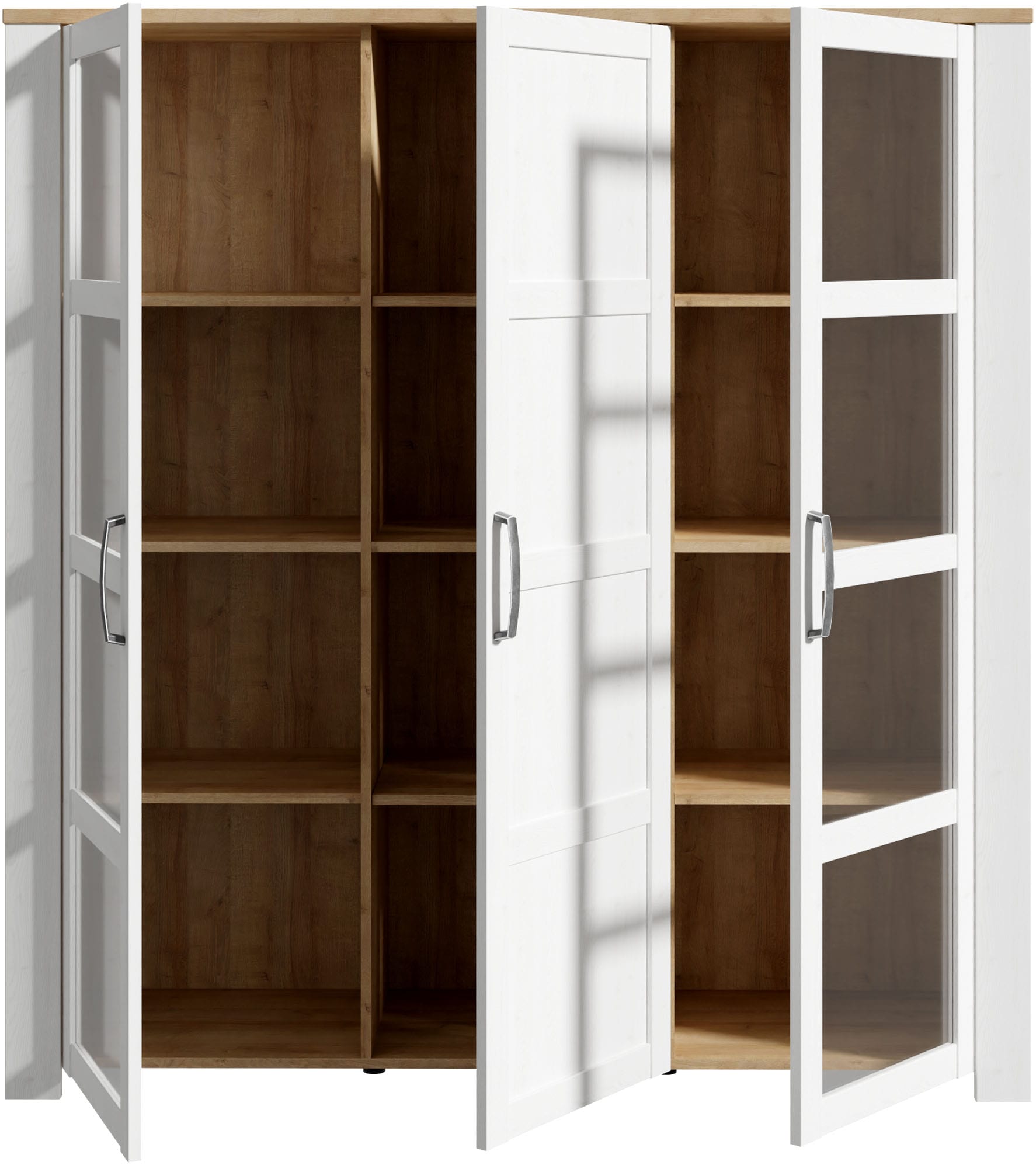 FORTE Highboard »Bohol, großes Highboard 2, Glastüren, viel Stauraum« B/H/T 151,1/160,6/42 cm Beleuchtung optional bestellbar