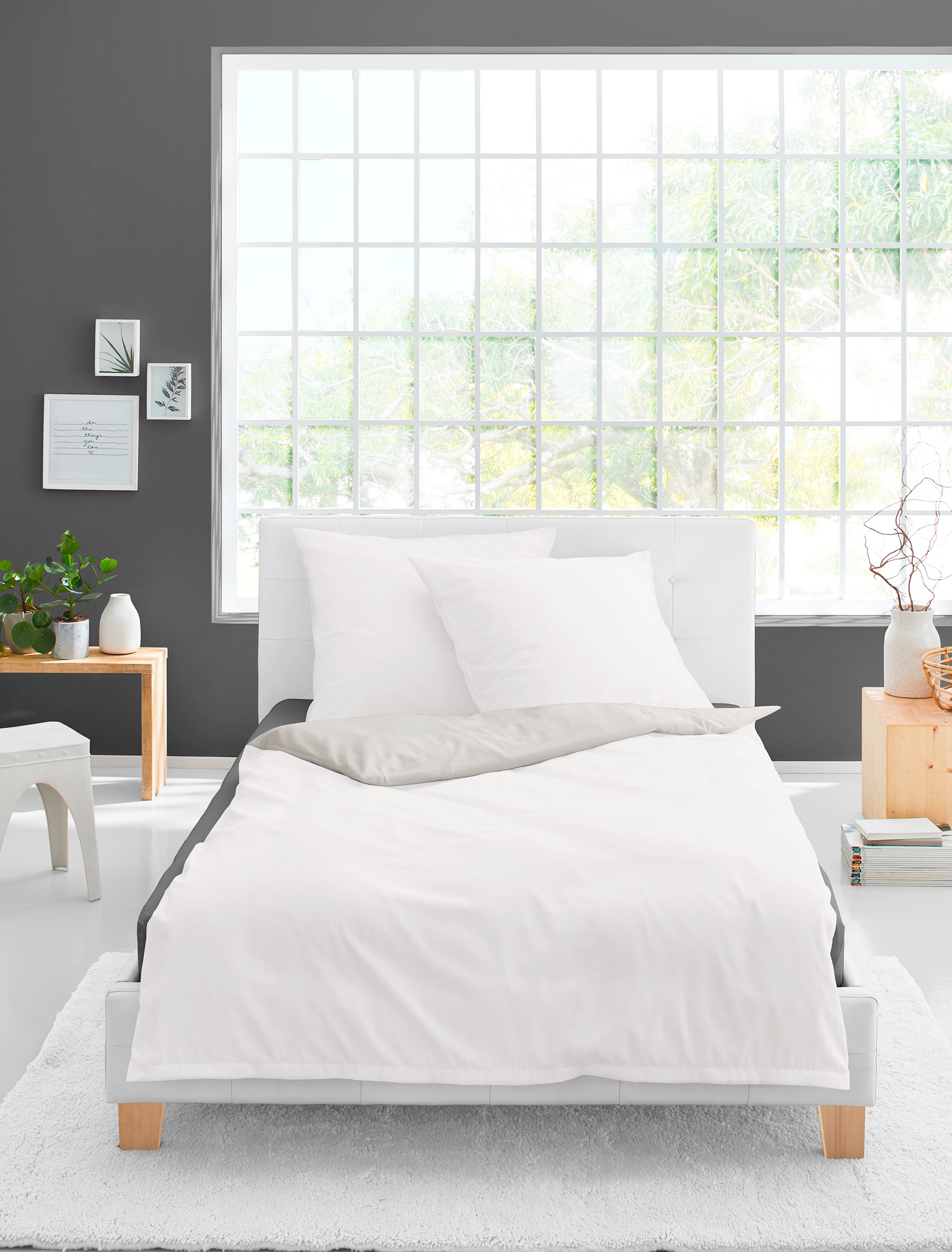 BIERBAUM Wendebettwäsche »Modern Uni in Gr. 135x200 oder 155x220 cm«, Modernes Unidesign: Schlichte, elegante Optik für jedes Schlafzimmer