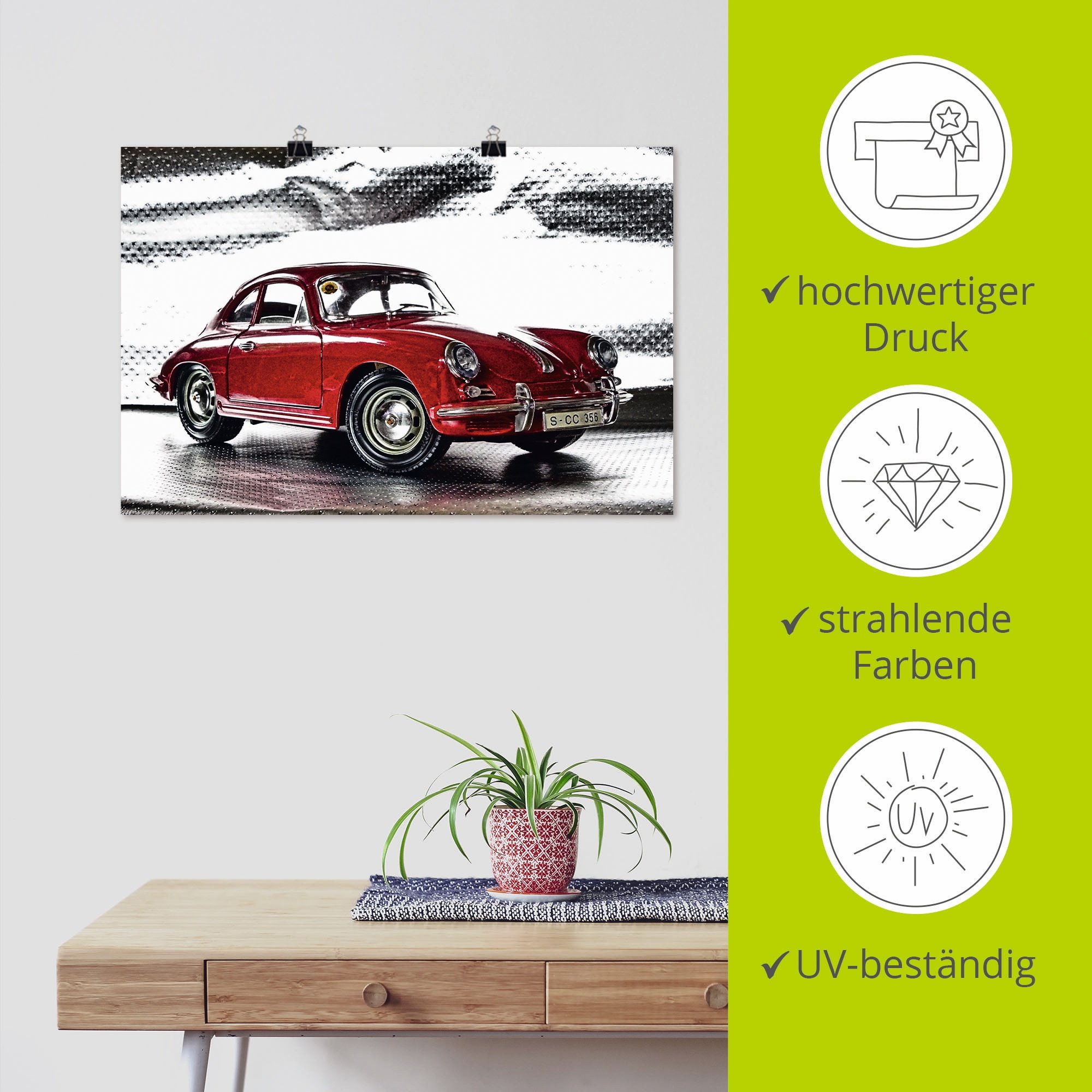 Artland Wandbild »Klassiker - Der Porsche 356« Auto 1 Stk. tlg. als Alubild, Outdoorbild, Leinwandbild, Poster, Wandaufkleber