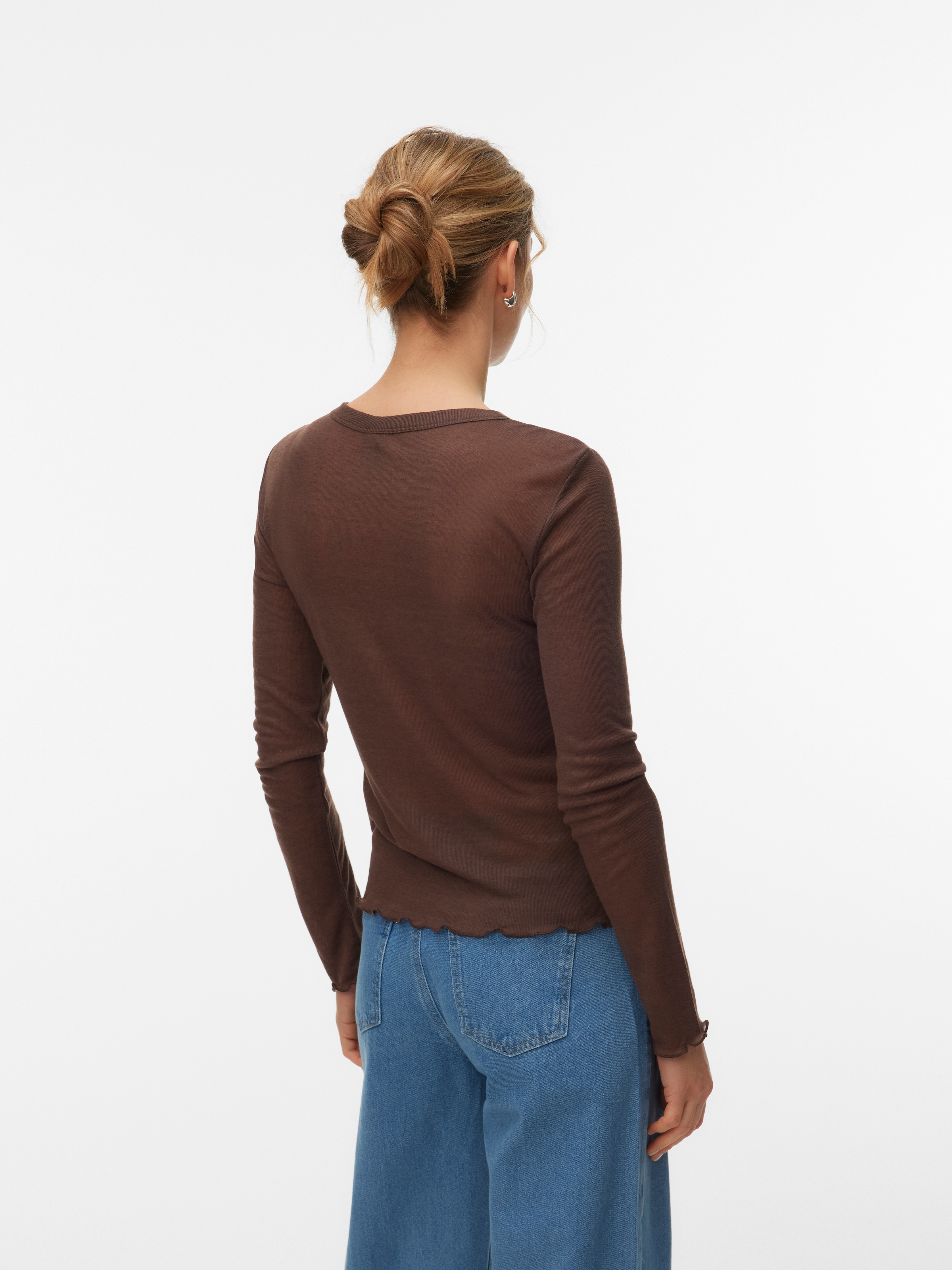 Vero Moda Langarmshirt »VMARIEL LS TOP JRS NOOS« Materialmix, gewellter Saum