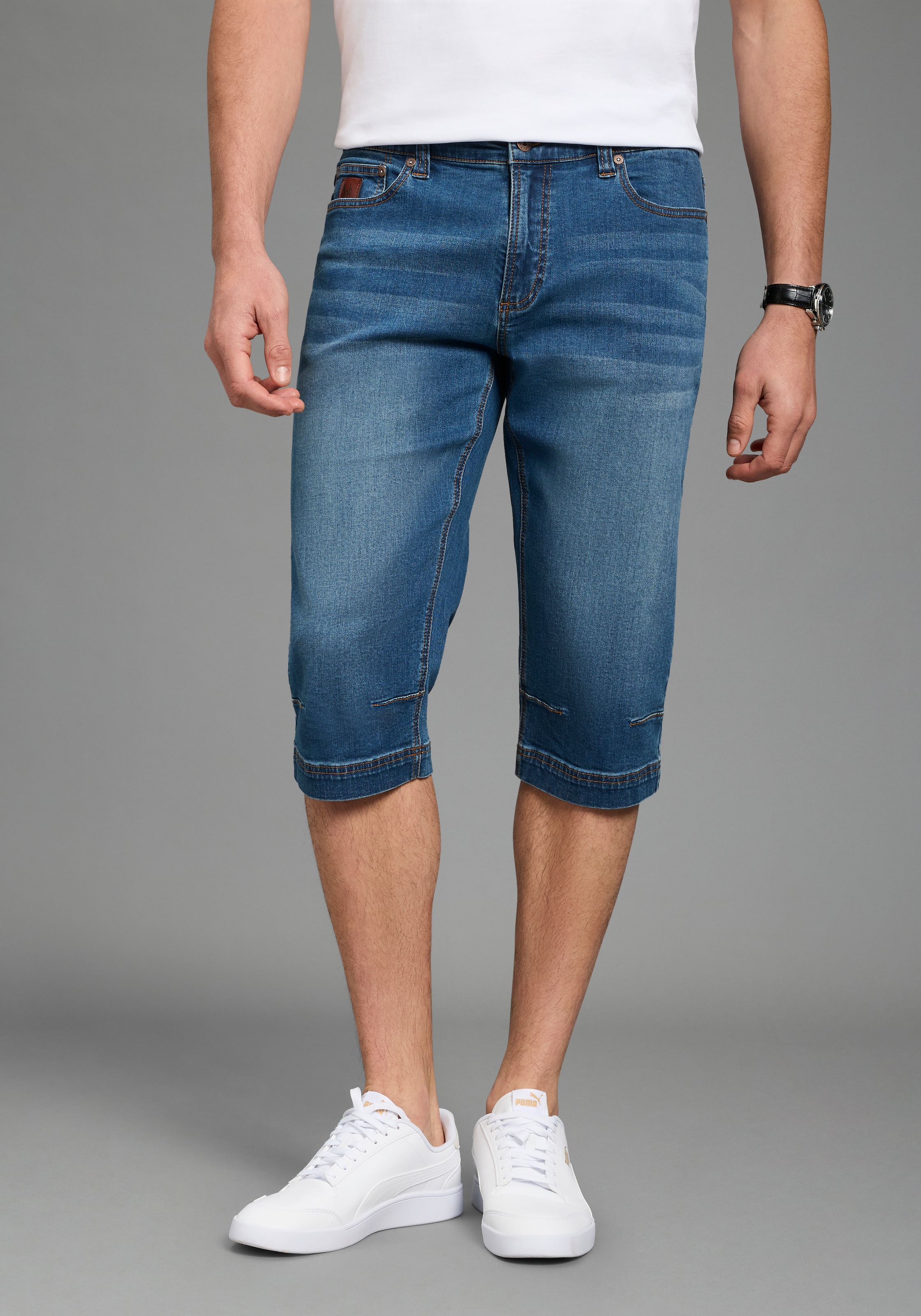 Bruno Banani Jeansbermudas Straight-Fit, normale Leibhöhe, aus elastischem Denim-Material