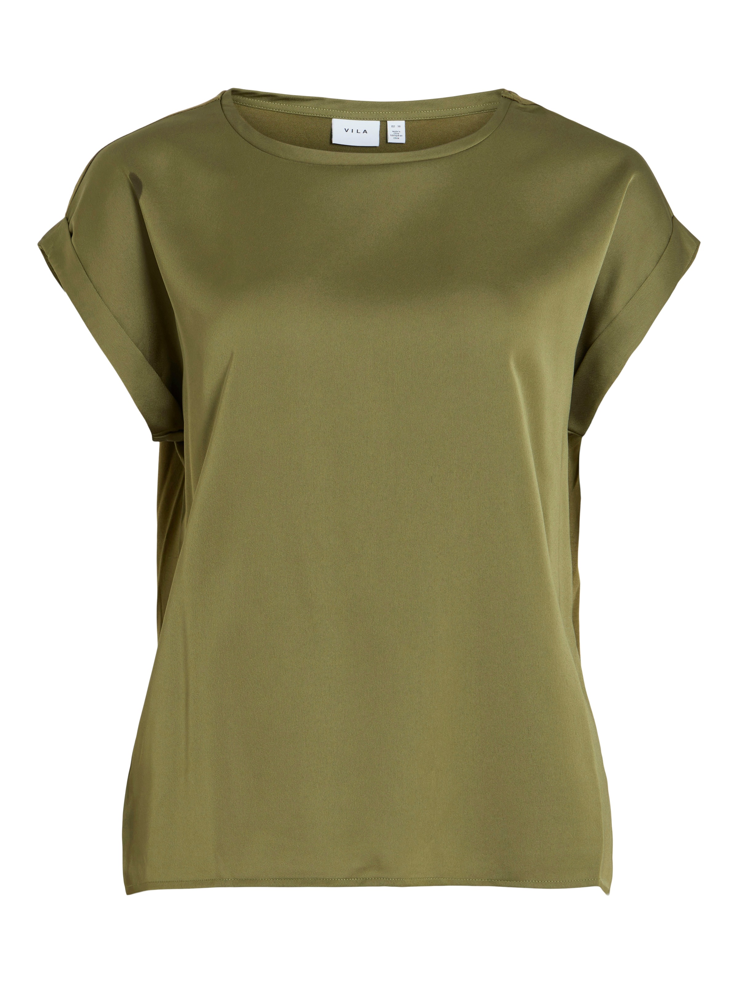 Vila Kurzarmshirt »VIELLETTE S/S SATIN TOP - NOOS«, Satin Optik