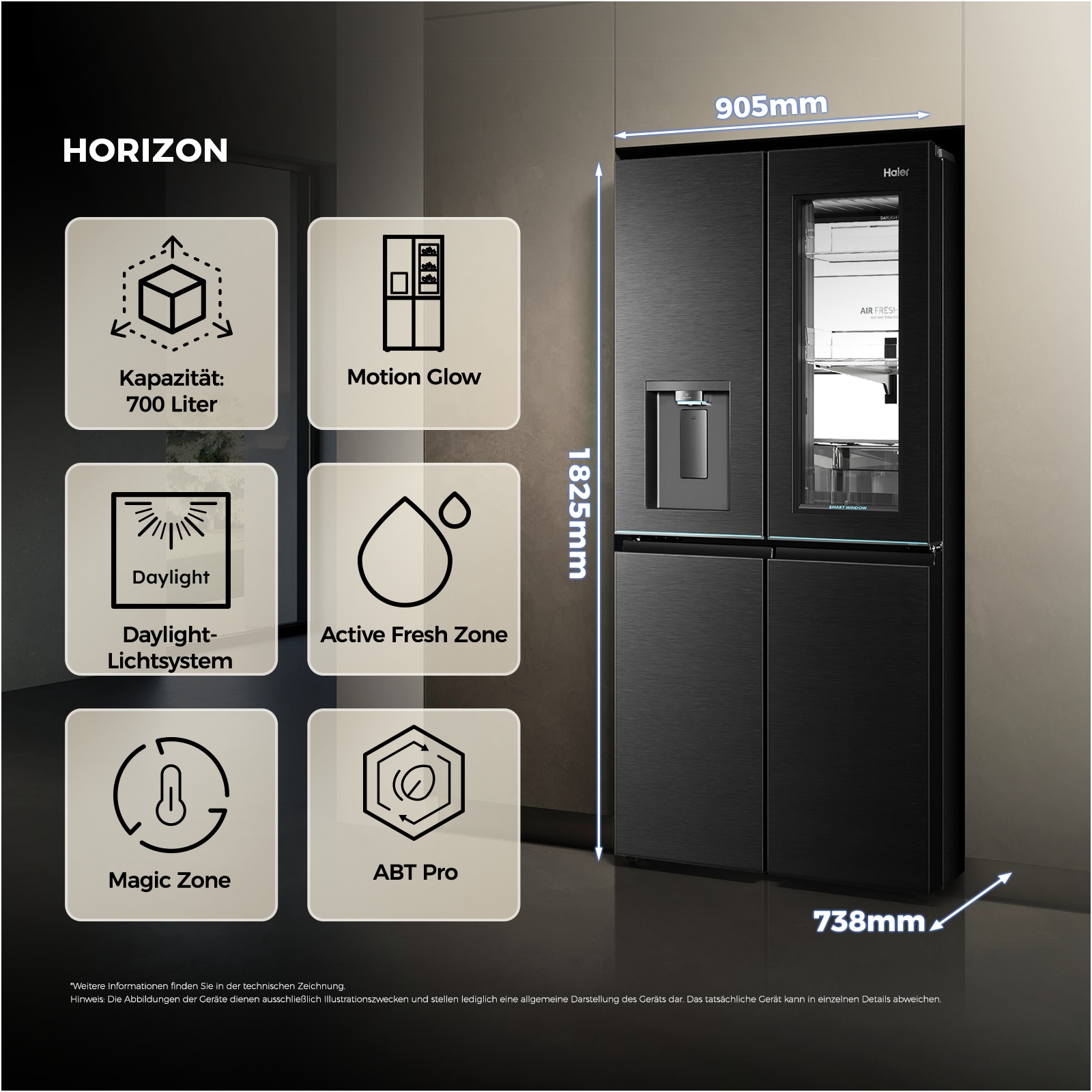 Haier Multi Door Horizon Collection »HCW99F18DHMB« 182,5 cm hoch 90,5 cm breit