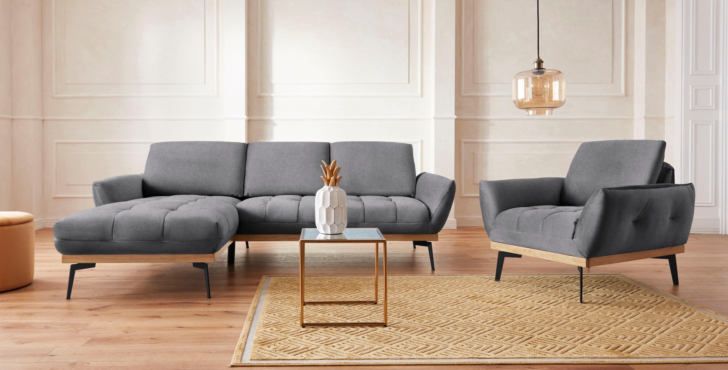 Guido Maria Kretschmer Home&Living Ecksofa »Palíc, inkl. Rückenverstellung, bequem, elegant, Breite 245cm, L-Form«