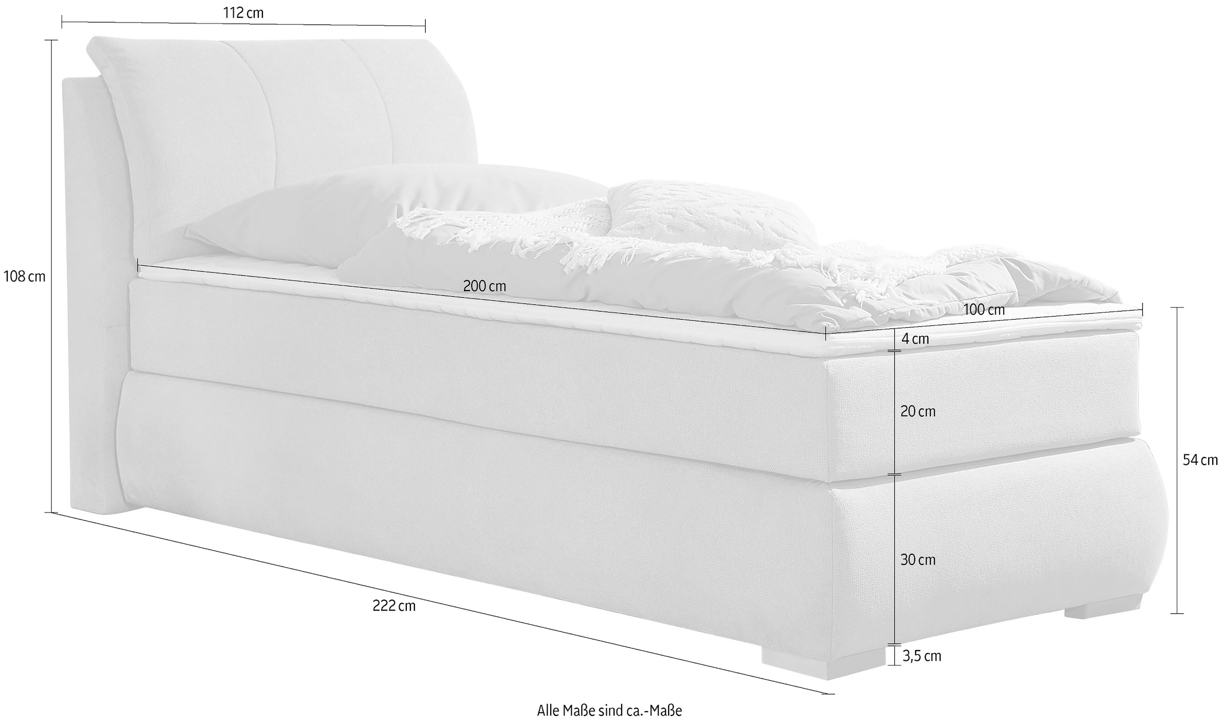 Home affaire Boxspringbett »Breitenthal« abnehmbare Rückenkissen mit Klettband