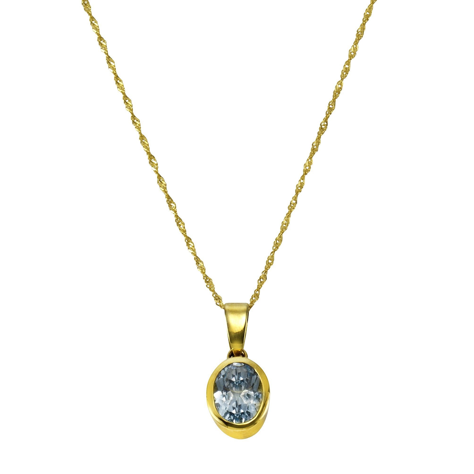 CELESTA Kette mit Anhänger »375/- Gelbgold Blautopas (beh) & Zirkonia«, Anhänger mit Kette