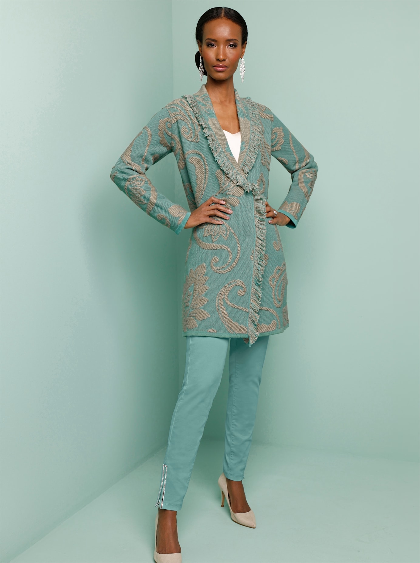 creation L Jacquardstrickjacke