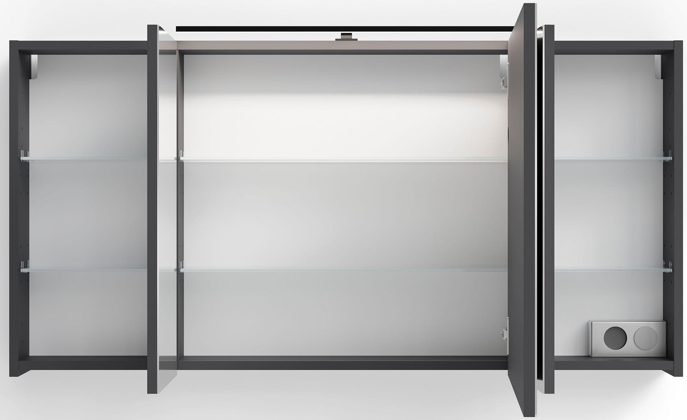 byLIVING Spiegelschrank »Serie Spree, in vielen Breiten erhältlich« Soft-Close, LED Beleuchtung mit Schalter- und Steckdosenbox