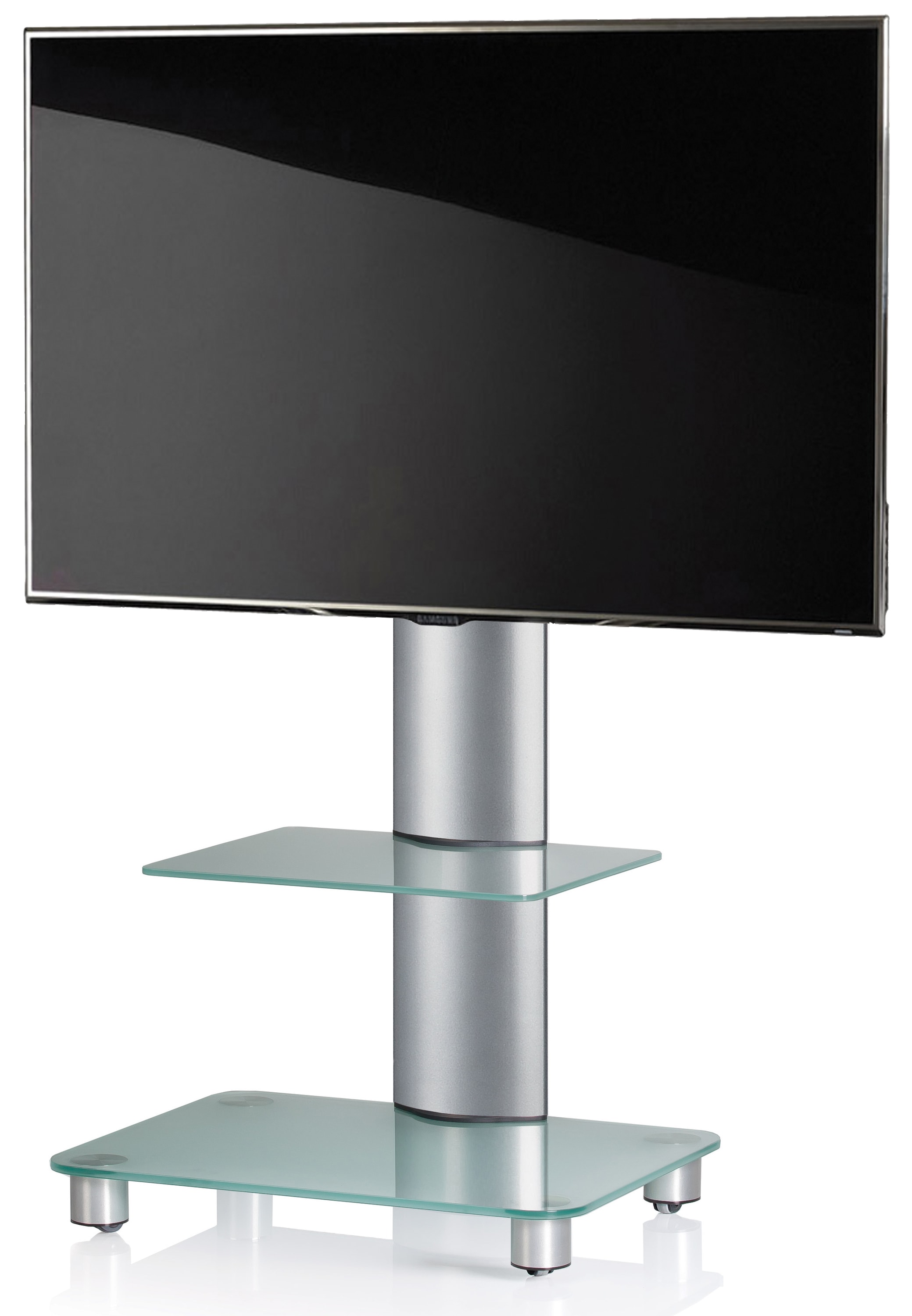 VCM Wohnzimmertisch »TV Standfuß Glas Fernseh Rollen Ständer Fuß Tosal« 1 Stk. tlg.