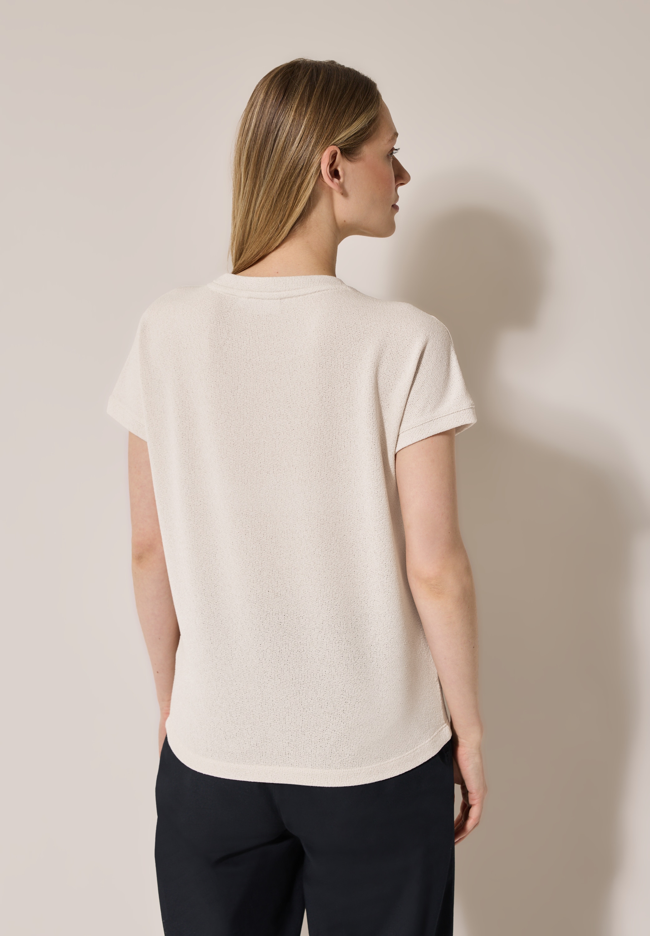 Cecil T-Shirt, in Struktur-Optik und mit Knopf-Details