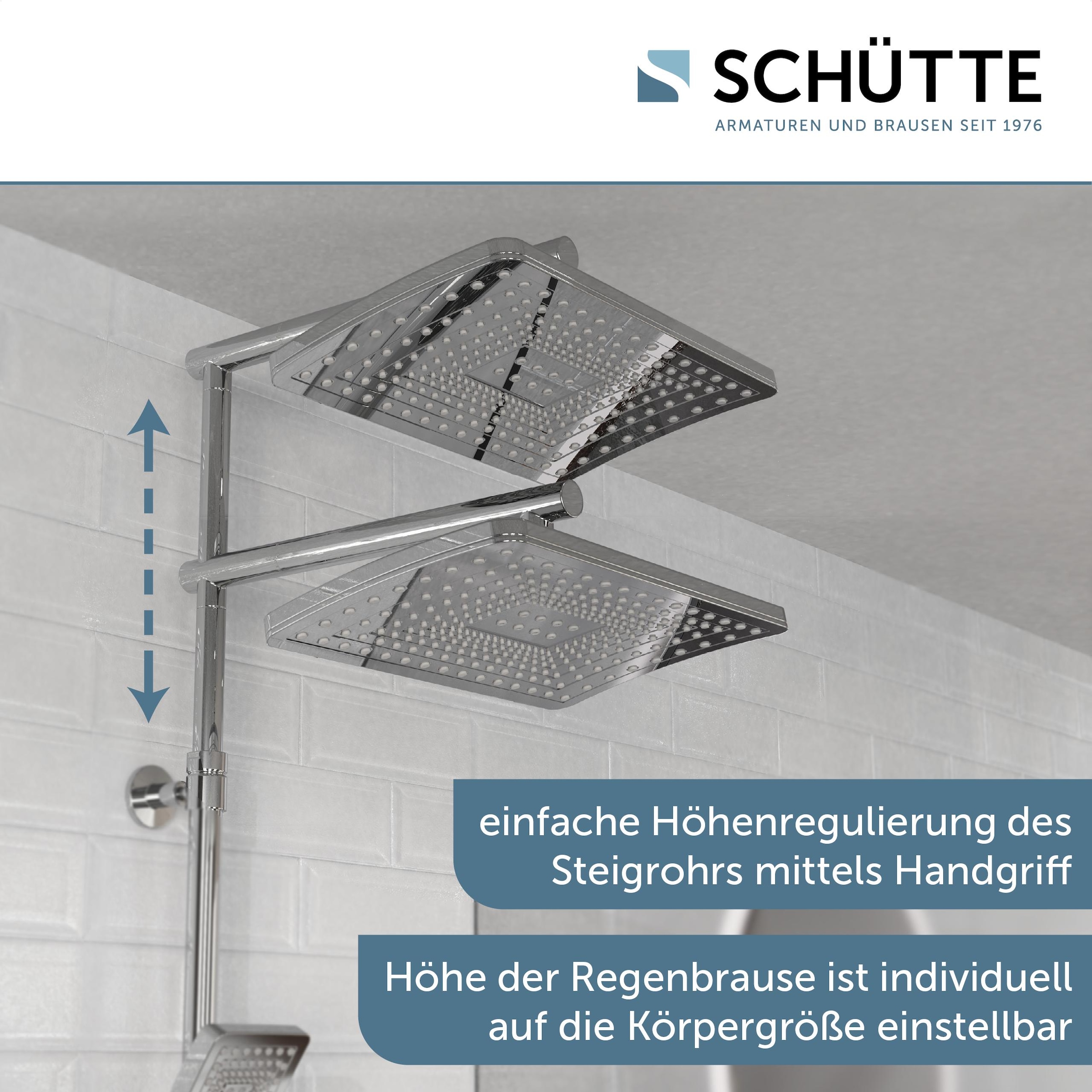 Schütte Duschbrause »TRENTO« Set,  mit Thermostatarmatur, 3-fach verstellbar, Antikalk-Noppen