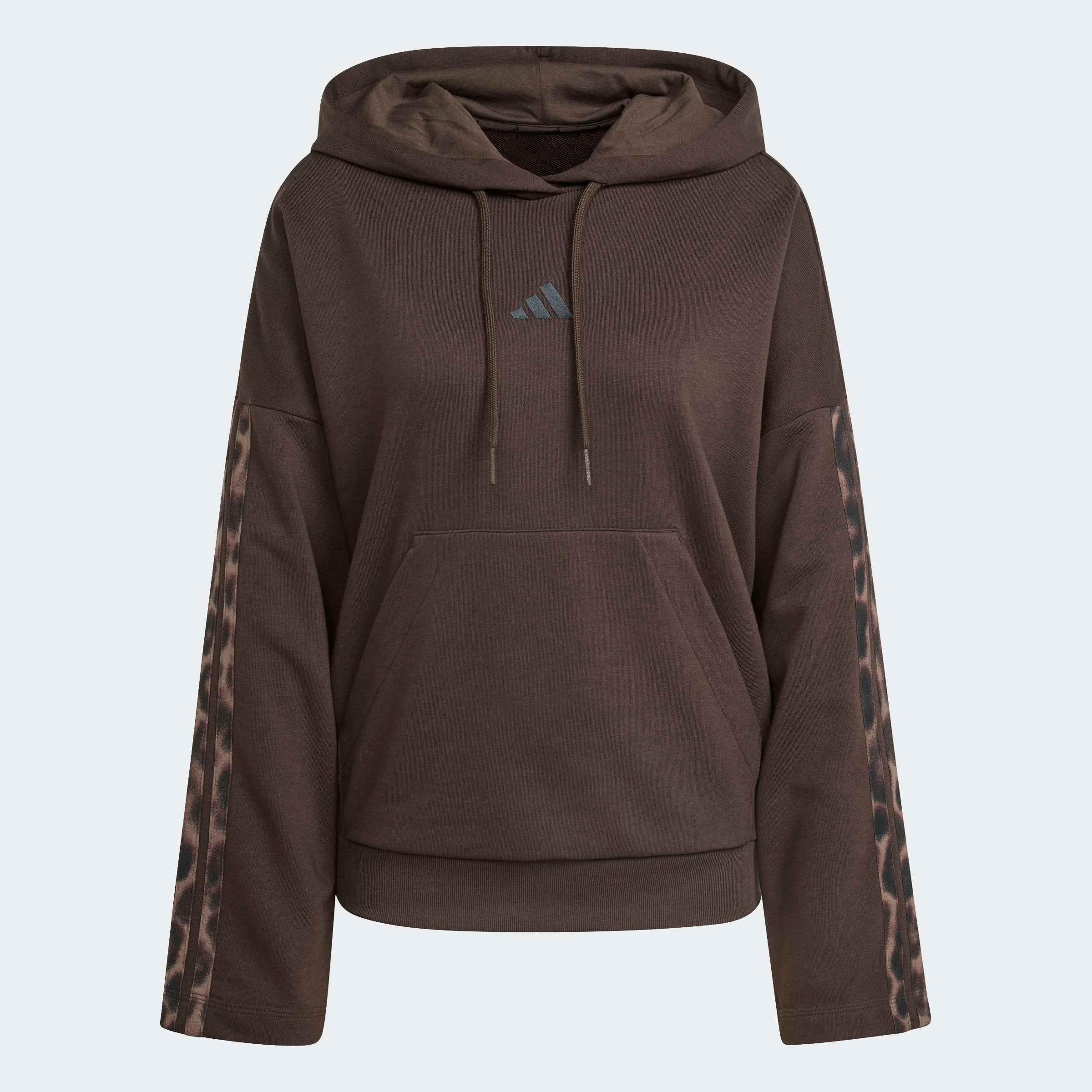 adidas Sportswear Kapuzensweatshirt »SEASONAL ESSENTIALS FRENCH TERRY HOODIE, LEOPARDENPRINT, 3-STREIFEN«
