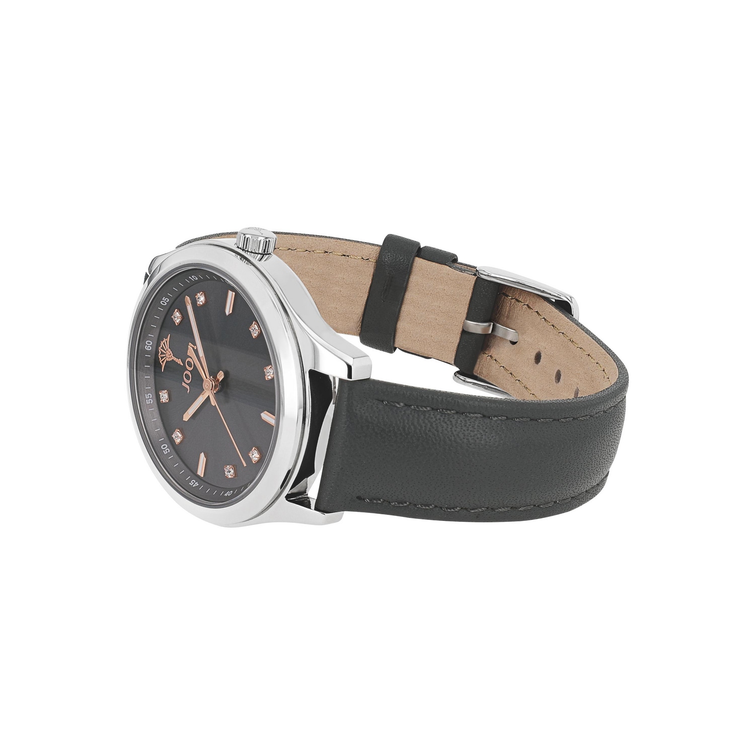 JOOP! Quarzuhr Armbanduhr, Damenuhr, Lederarmband, analog, Kristallsteine