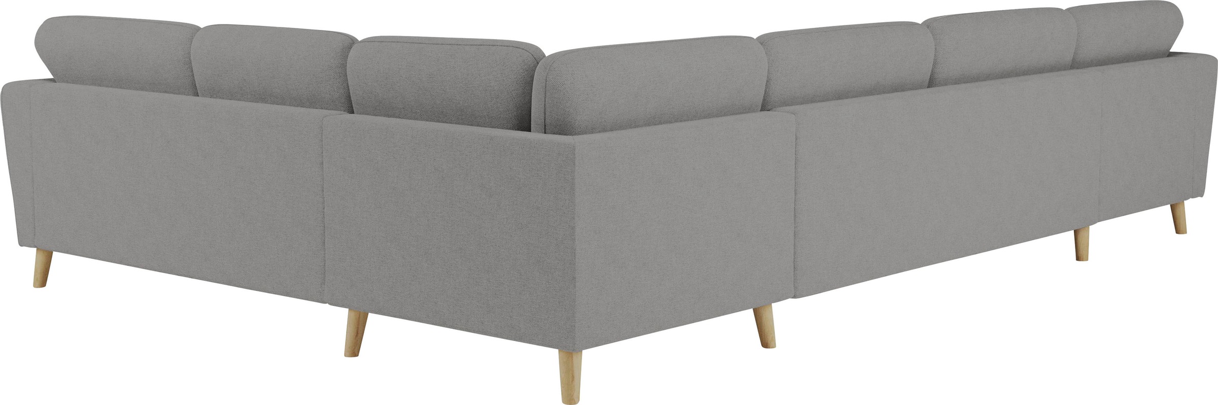 Home affaire Wohnlandschaft »MARSEILLE XXL 349cm, U-Form, Ottomane rechts/links wählbar«, Massivholzbeine Eiche, Landhausstil, Wellenunterfederung