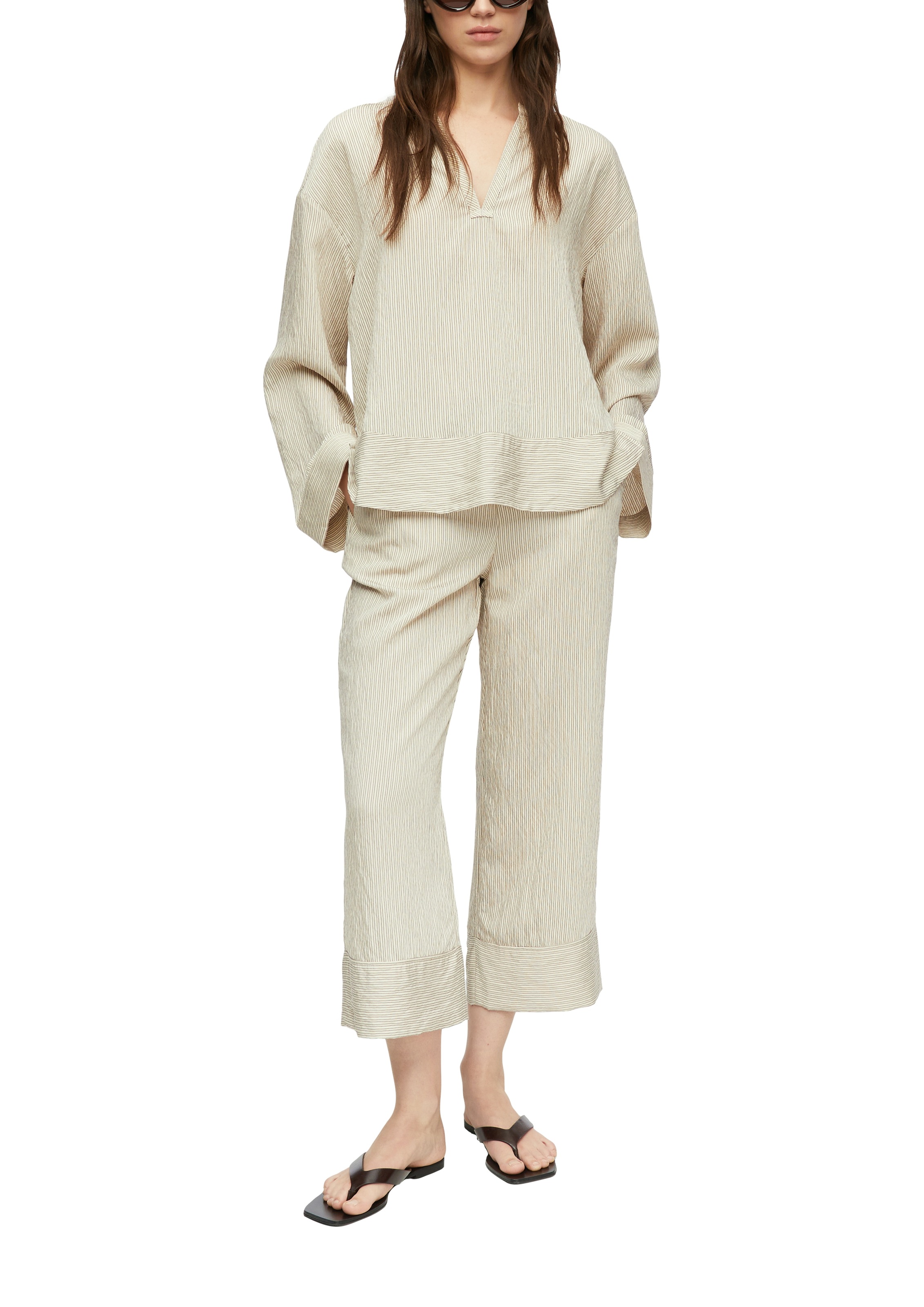 Comma 7/8-Hose  gestreifte Optik, lässig weit geschnitten