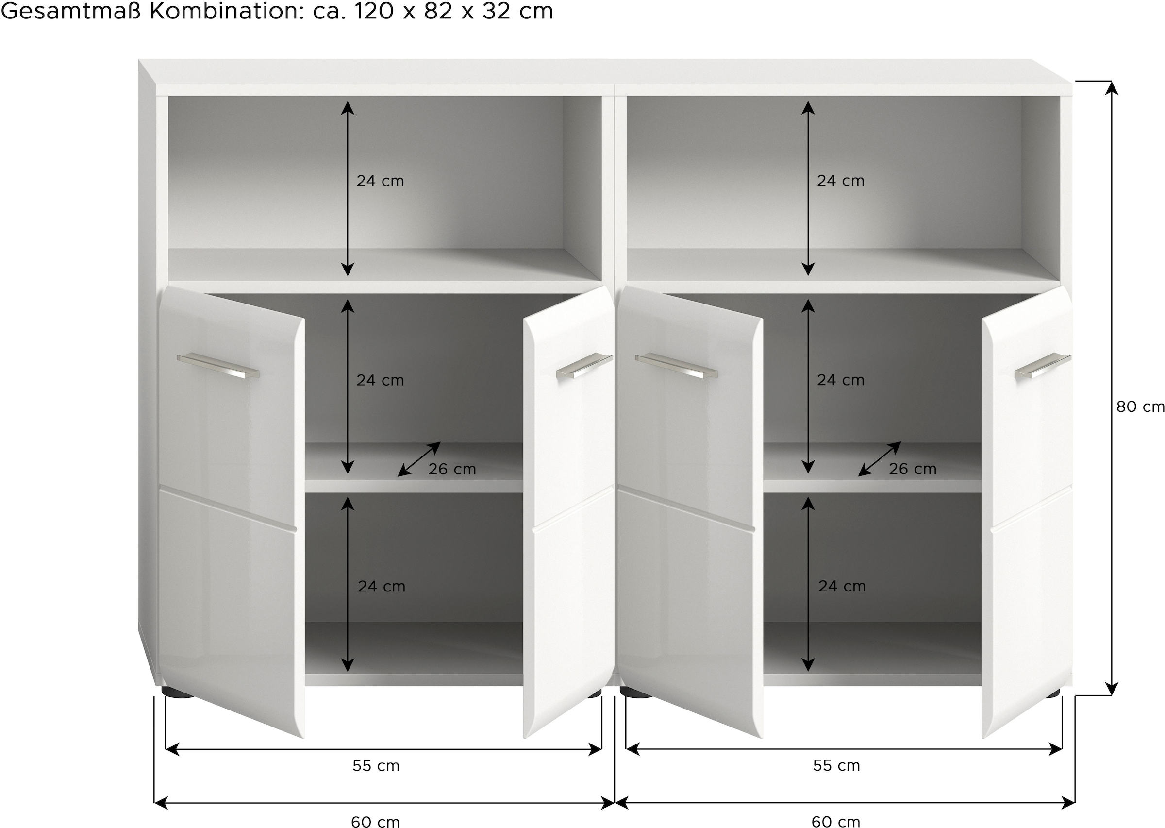 INOSIGN Badmöbel-Set »Florenz, 2-tlg. bestehend aus: 2x Midischrank«, Badezimmer, Bad Kombination, Bad