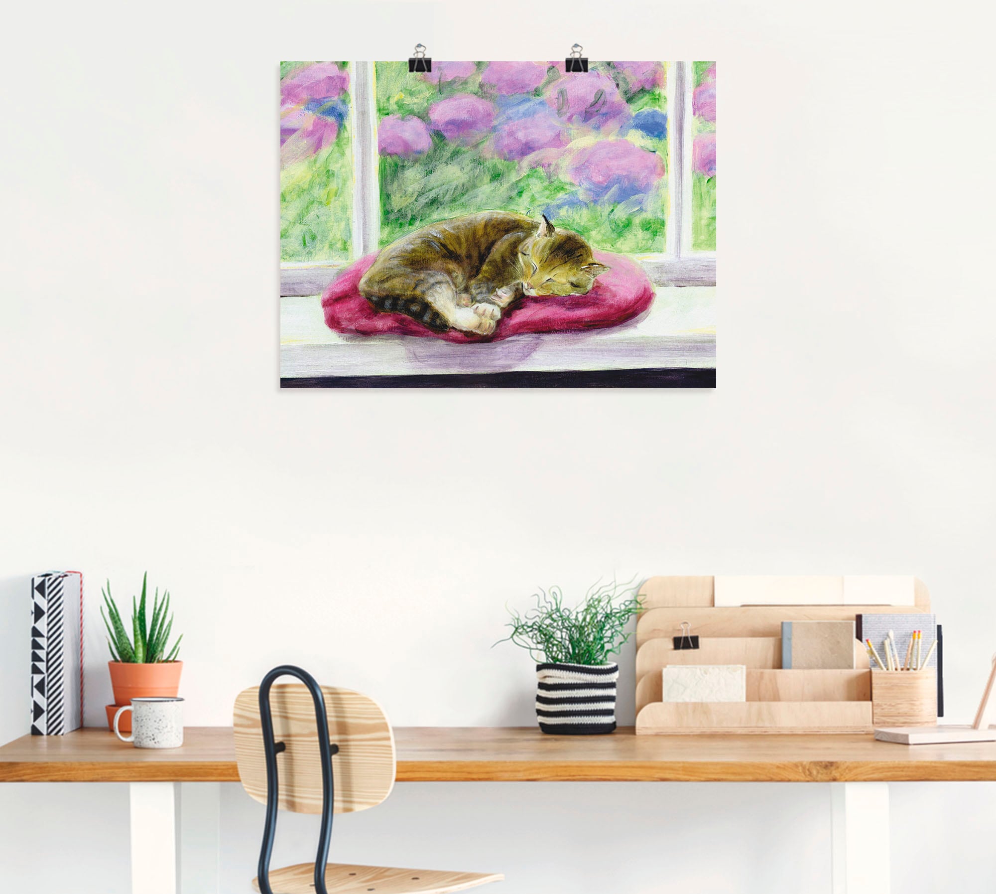 Artland Wandbild »Katze auf Gartenfensterbank«, Haustiere, (1 St.), als Poster, Wandaufkleber in verschied. Größen