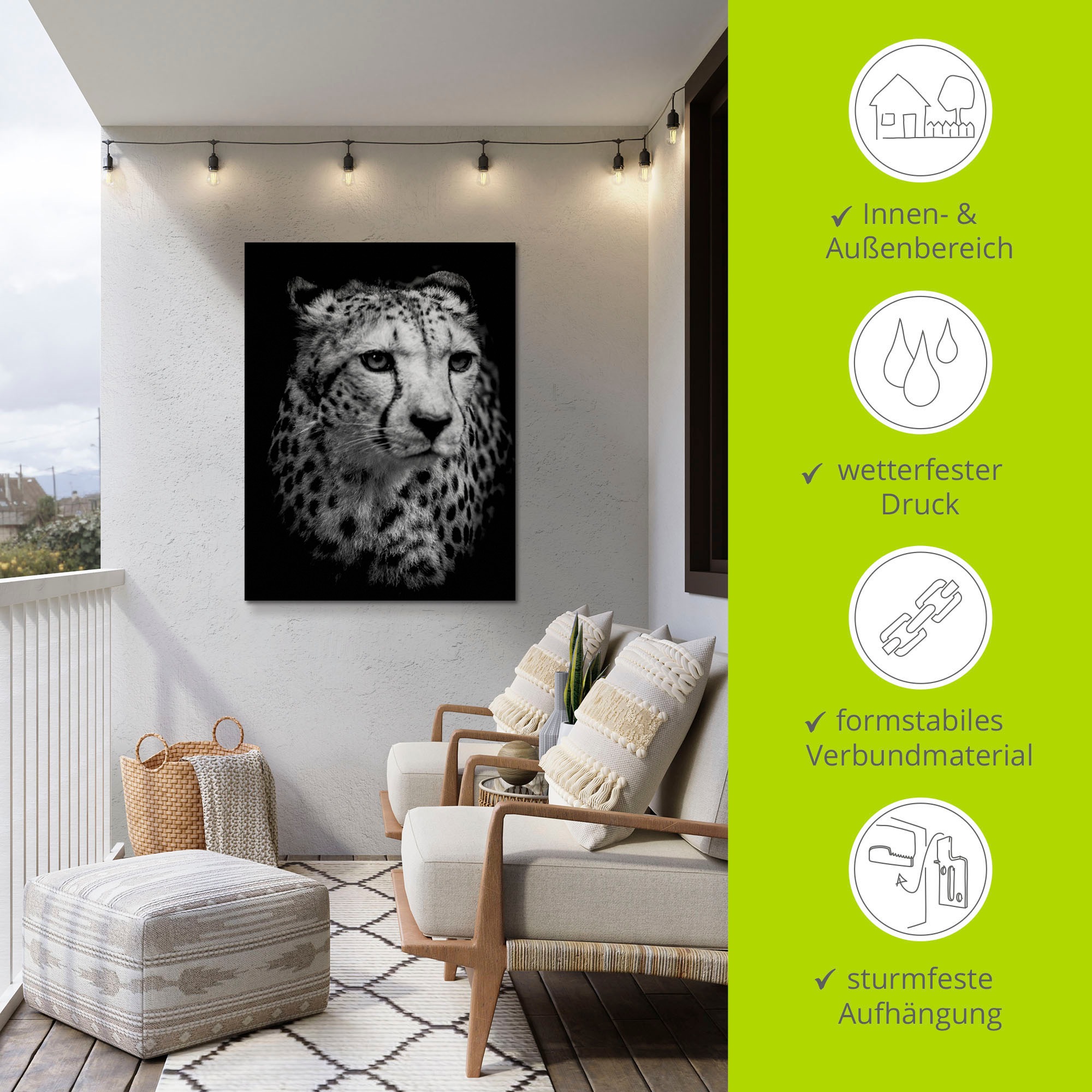 Artland Wandbild »Der Gepard«, Wildtiere, (1 St.), als Alubild, Outdoorbild, Leinwandbild, Wandaufkleber, versch. Größen