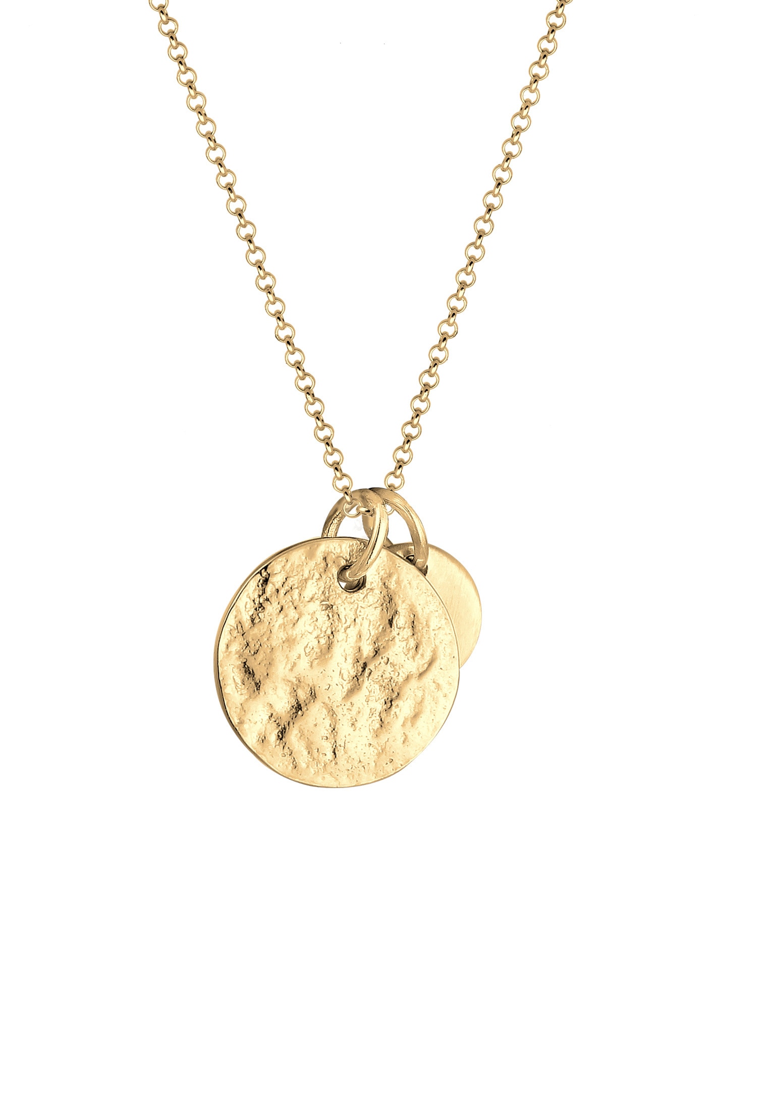 Elli Kette mit Anhänger »Halskette Plättchen Münzen Organic Look 925 Silber«