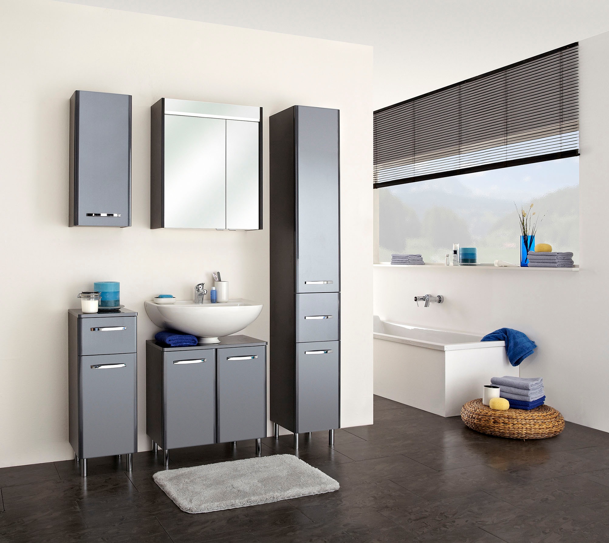 Saphir Unterschrank »Quickset 327 Badschrank, 1 Tür, 1 Schublade, 30 cm breit«, Badezimmer-Unterschrank inkl. Türdämpfer, Griffe in Chrom Glanz