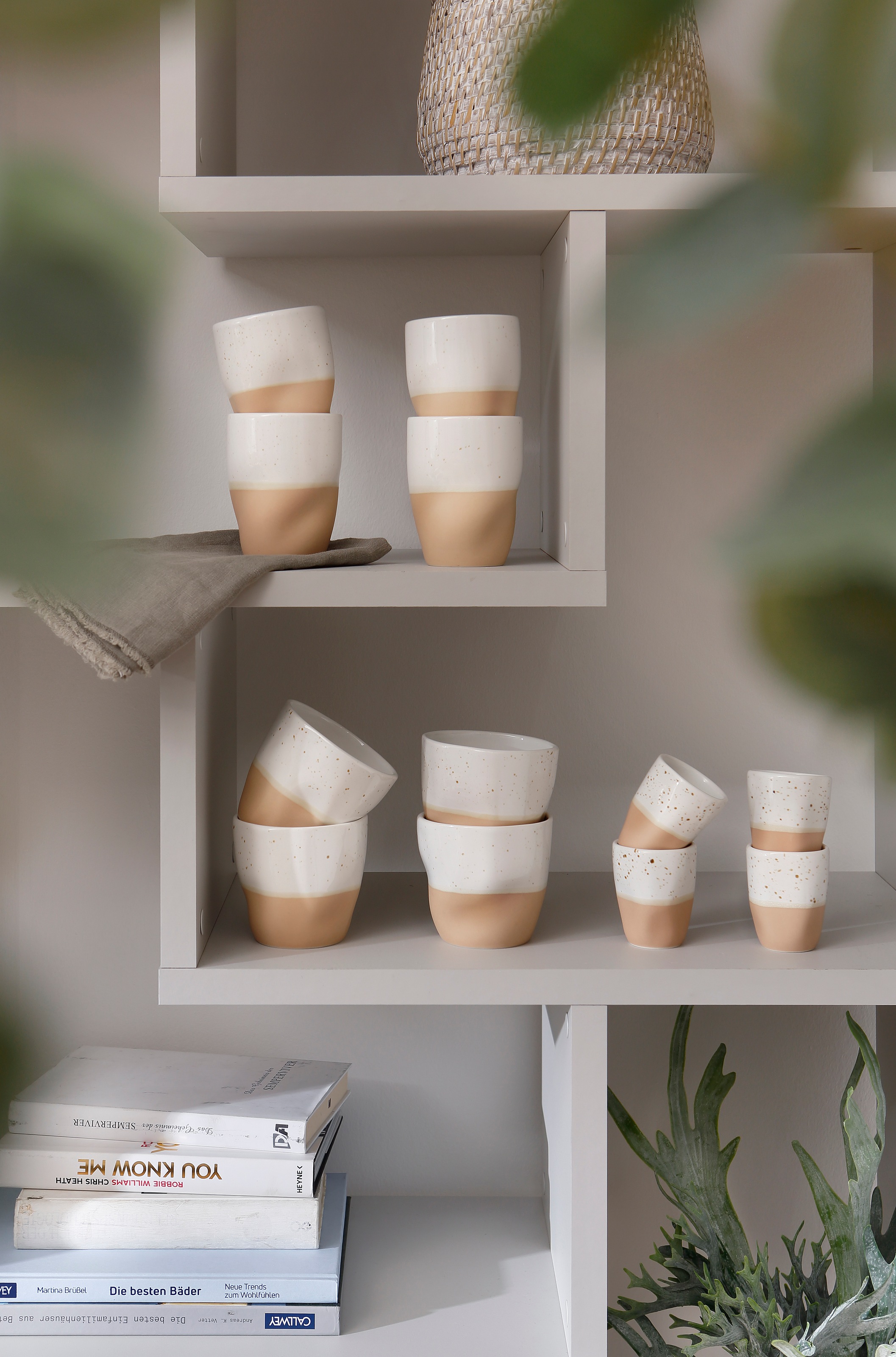 andas Becher »Teebecher, modernes Geschirr-Set Bruddesta, 4er Set«, (Set, 4 tlg.), hohe Haltbarkeit, spülmaschinengeeignet & mikrowellengeeignet, 350 ml