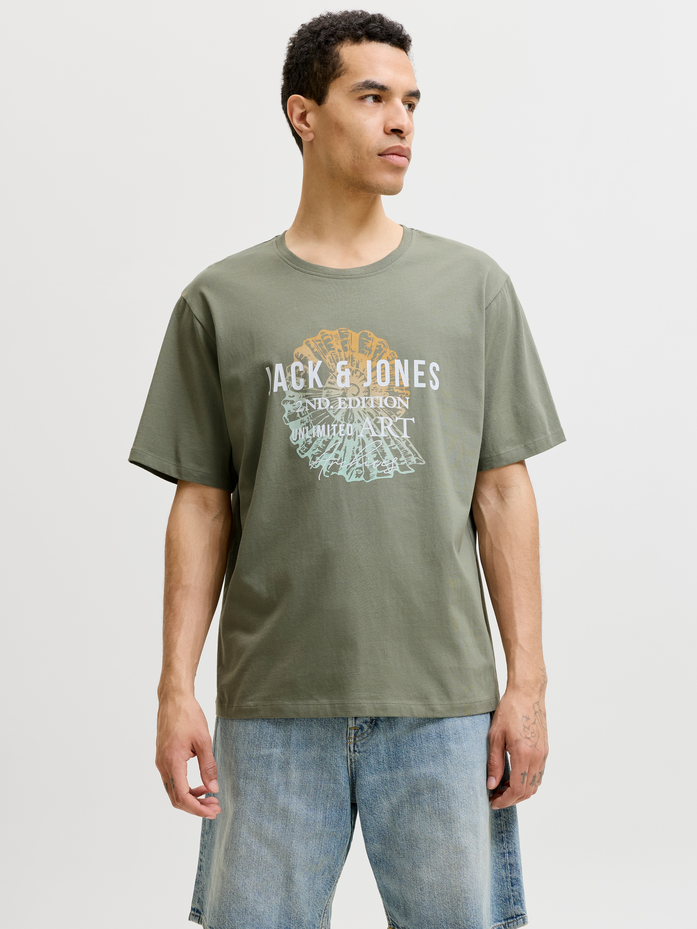 Jack & Jones Rundhalsshirt »JJGRADIENT PRINT TEE SS CREW NECK«