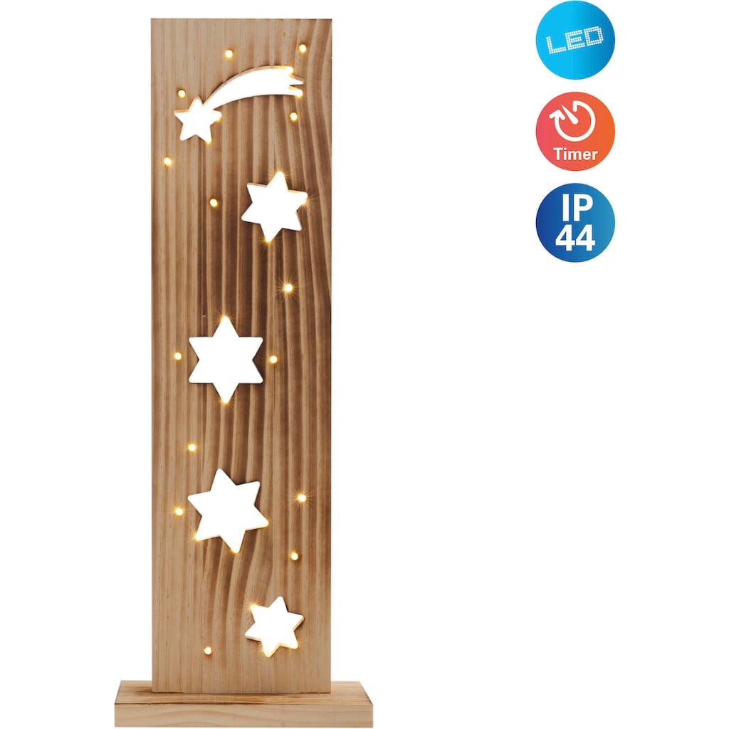 näve LED Dekoobjekt »Sterne, Weihnachtsdeko aus Holz«