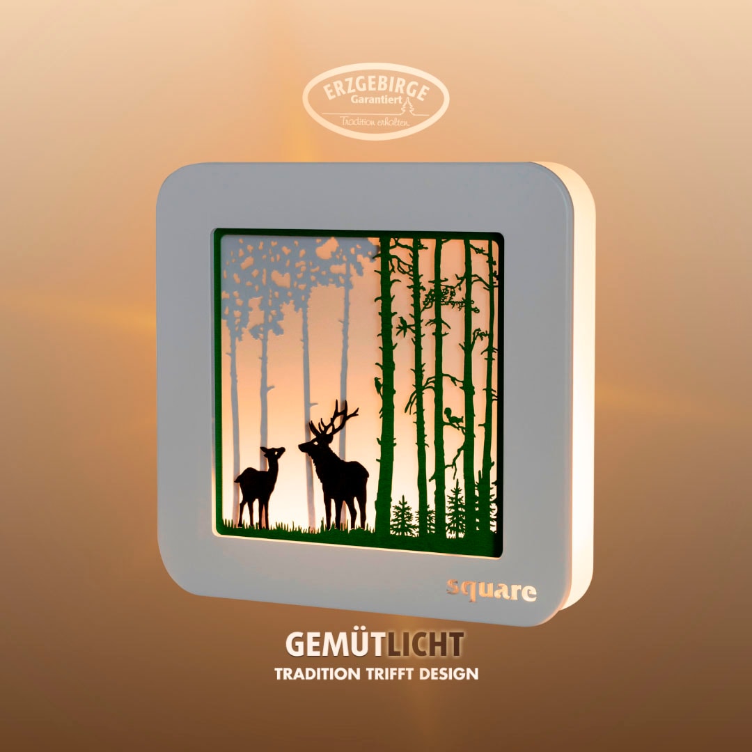 Weigla LED-Bild »Square Standbild Wald in weiß, Größe B/H/T: 29 cm x 29 cm x 5,5 cm