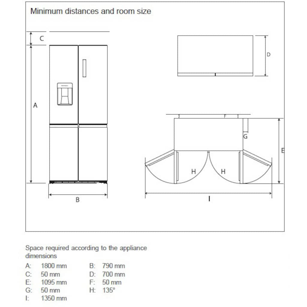 Hanseatic Multi Door »HCDB18080DWDI«, HCDB18080DWDBI, 180 cm hoch, 79 cm breit