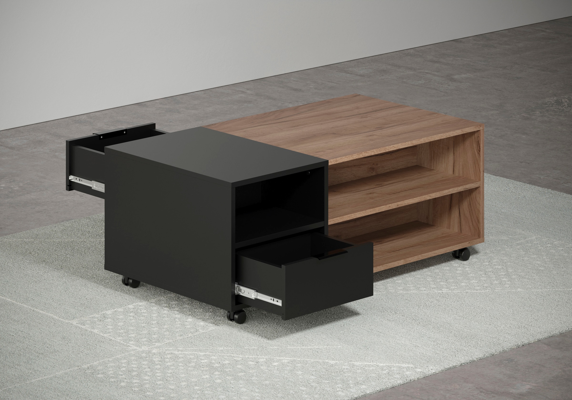 INOSIGN Couchtisch »Kriens«, Eleganter Wohnzimmertisch auf Rollen - Maße (B/T/H) 110/60/44 cm