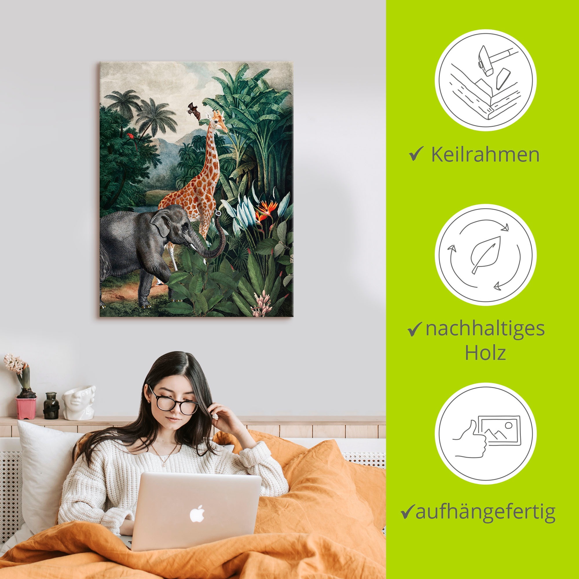 Artland Wandbild »Afrikanischer Dschungel«, Wildtiere, (1 St.), als Alubild, Outdoorbild, Leinwandbild, Poster in verschied. Größen