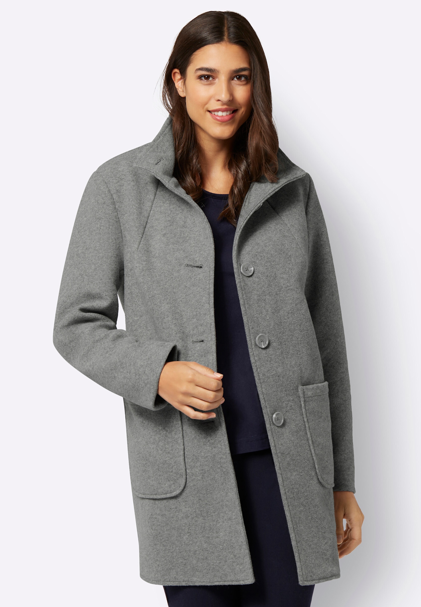 Sieh an! Langjacke »Longjacke Longjacke in Woll-Optik« ohne Kapuze