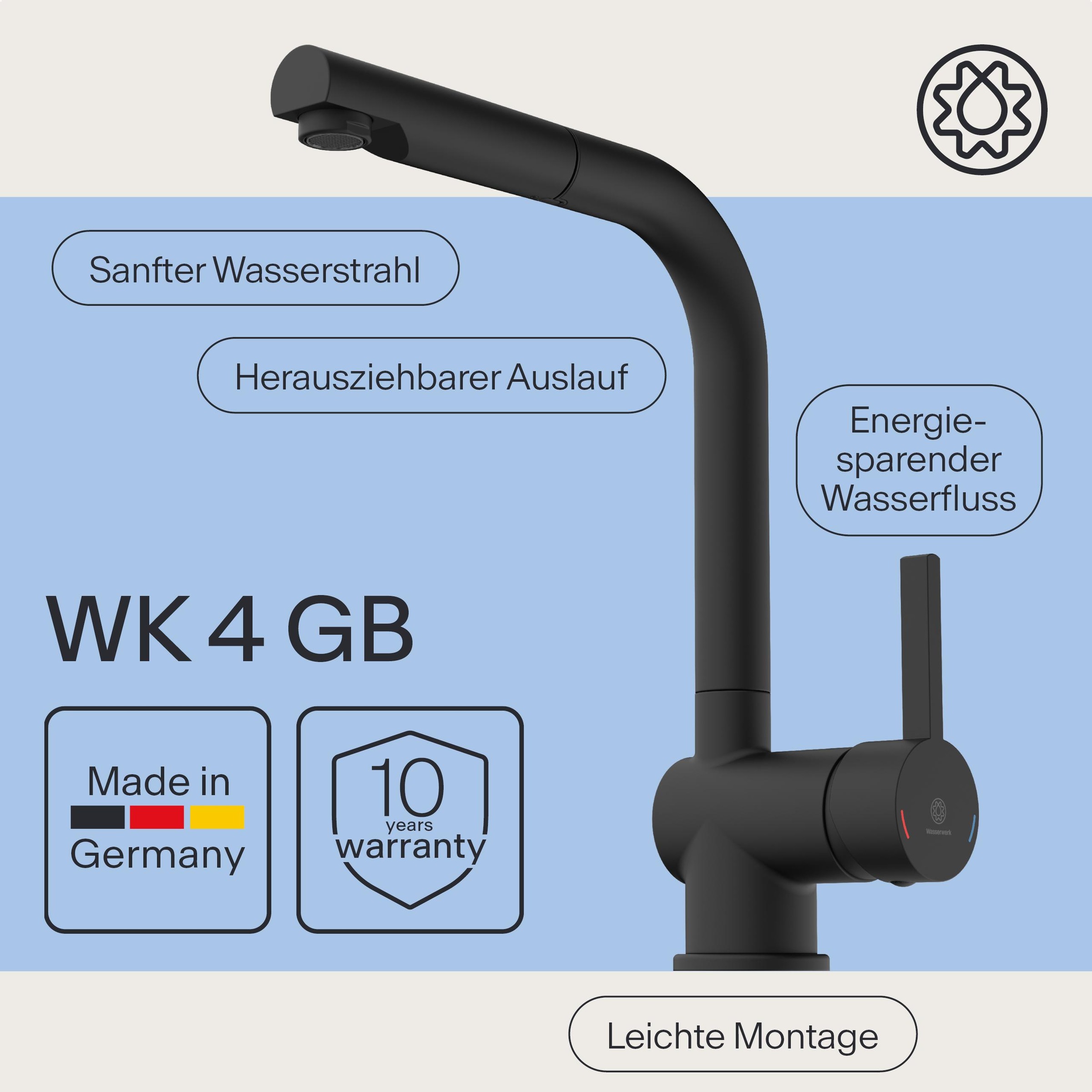 WASSERWERK Spültischarmatur »WK 4, Wasserhahn, Küche, Einhebelmischer«