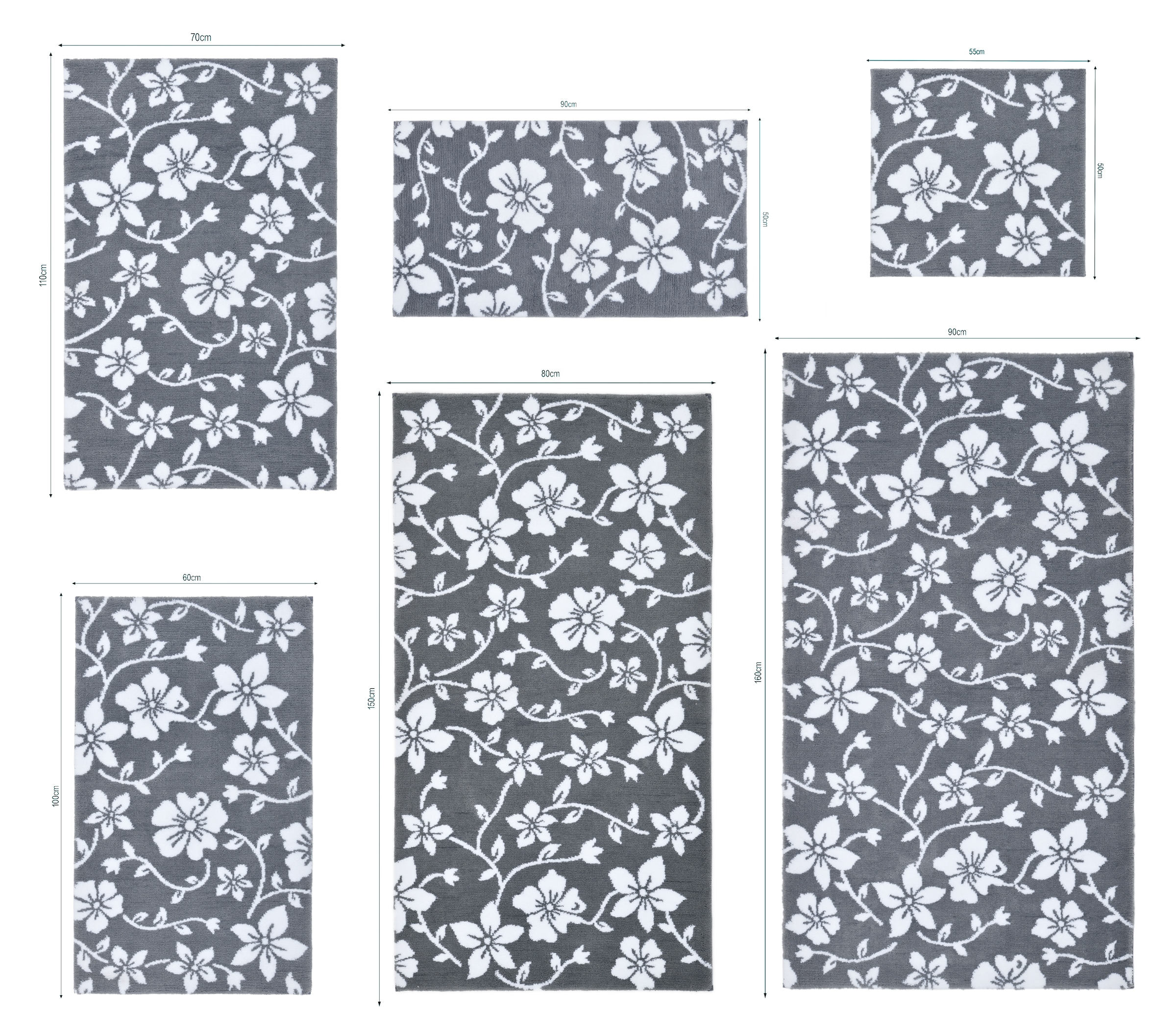 OTTO home Badematte »Daffney, Badvorleger, Badezimmer Teppich, Duschvorleger« Höhe 18 mm rutschhemmend beschichtet schnell trocknend Badteppich, Floral, Blumen Design