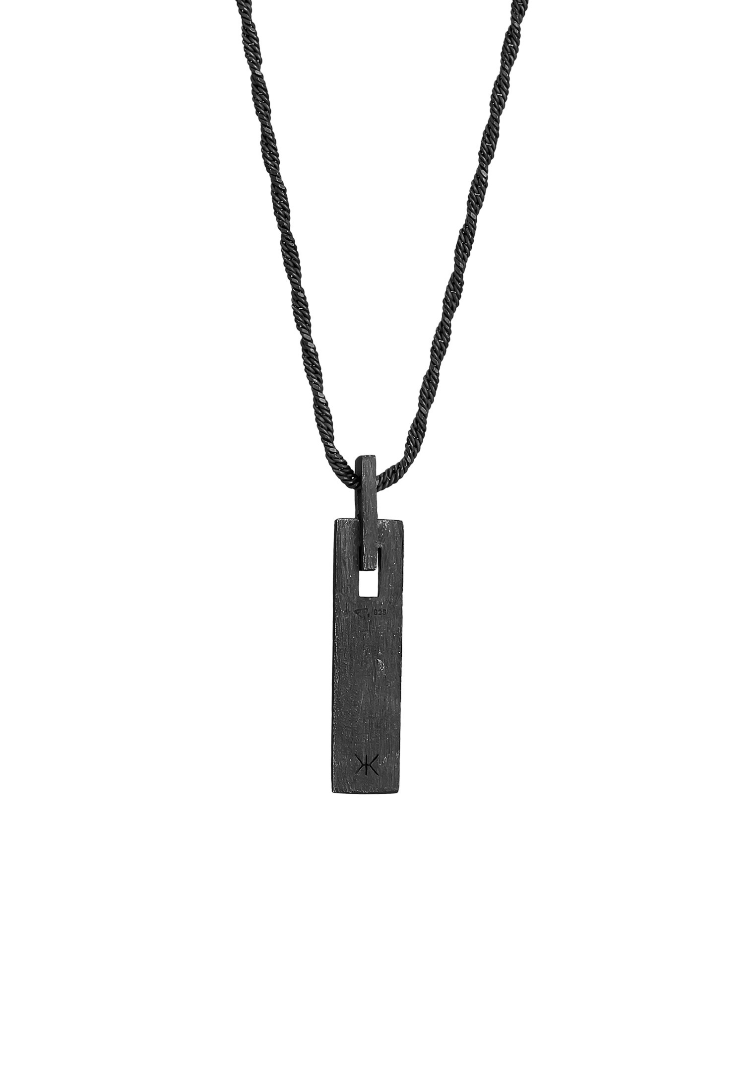 Kuzzoi Kette mit Anhänger »Halskette Bar Plättchen Rechteck oxidiert 925 Silber«
