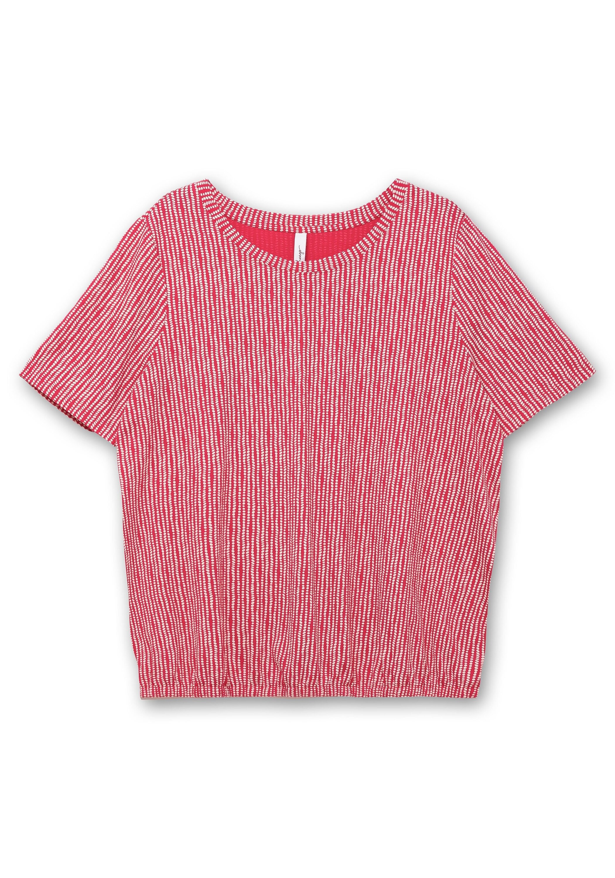 Sheego Rundhalsshirt »Shirt mit Minimal-Druck und Gummizugbund«, mit Minimal-Druck und Gummizugbund