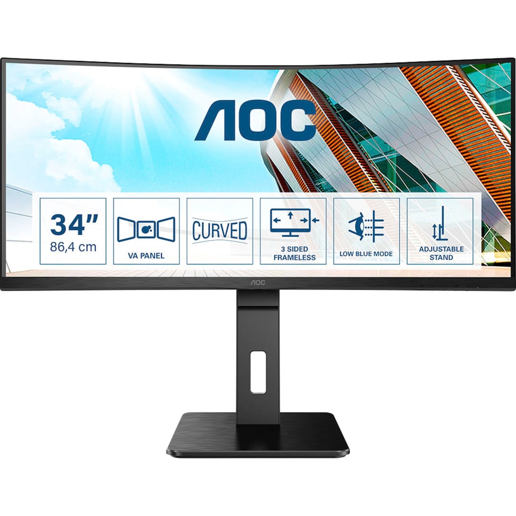 AOC Curved-Gaming-Monitor »CU34P2A«, 86,4 cm/34 Zoll, 3440 x 1440 px, UWQHD, 1 ms Reaktionszeit, 100 Hz