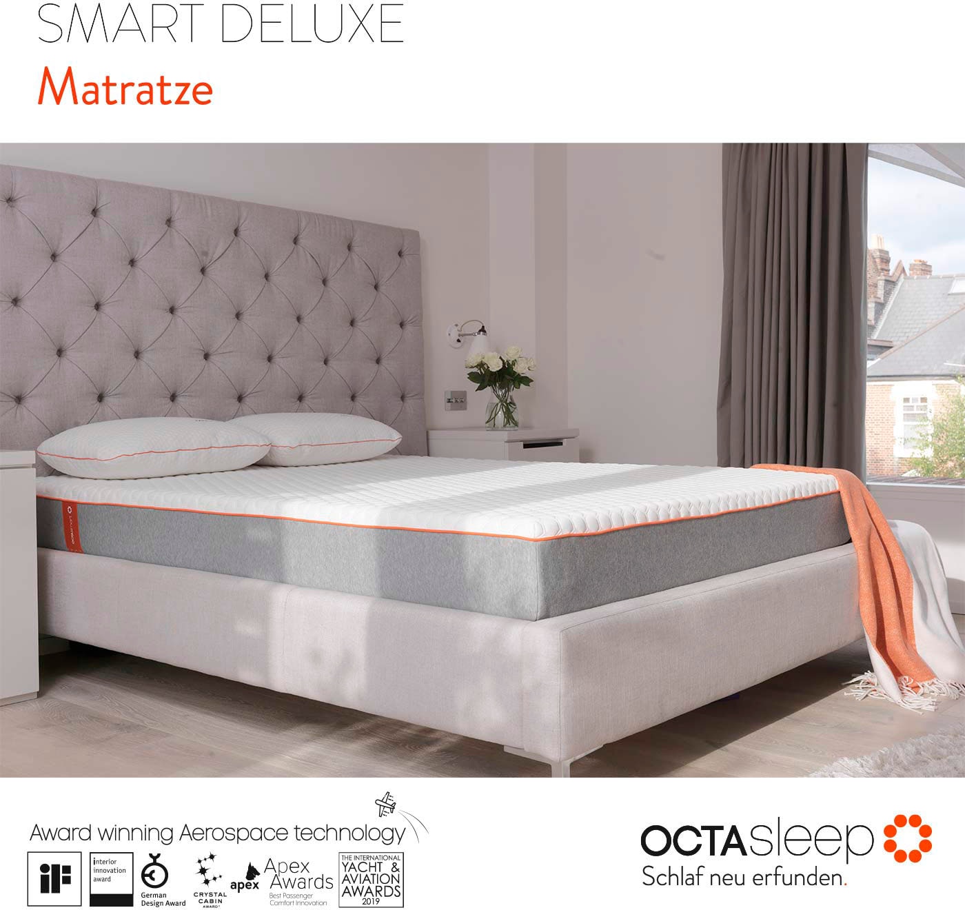 OCTAsleep Komfortschaummatratze »Octasleep Smart Deluxe Mattress«, 20 cm hoch, Raumgewicht: 38 kg/m³, (1 St., 1-tlg.)